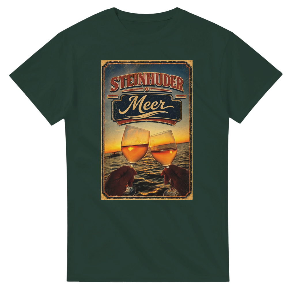 T-Shirt in Natur mit Motiv „Stößchen bei Sunset“