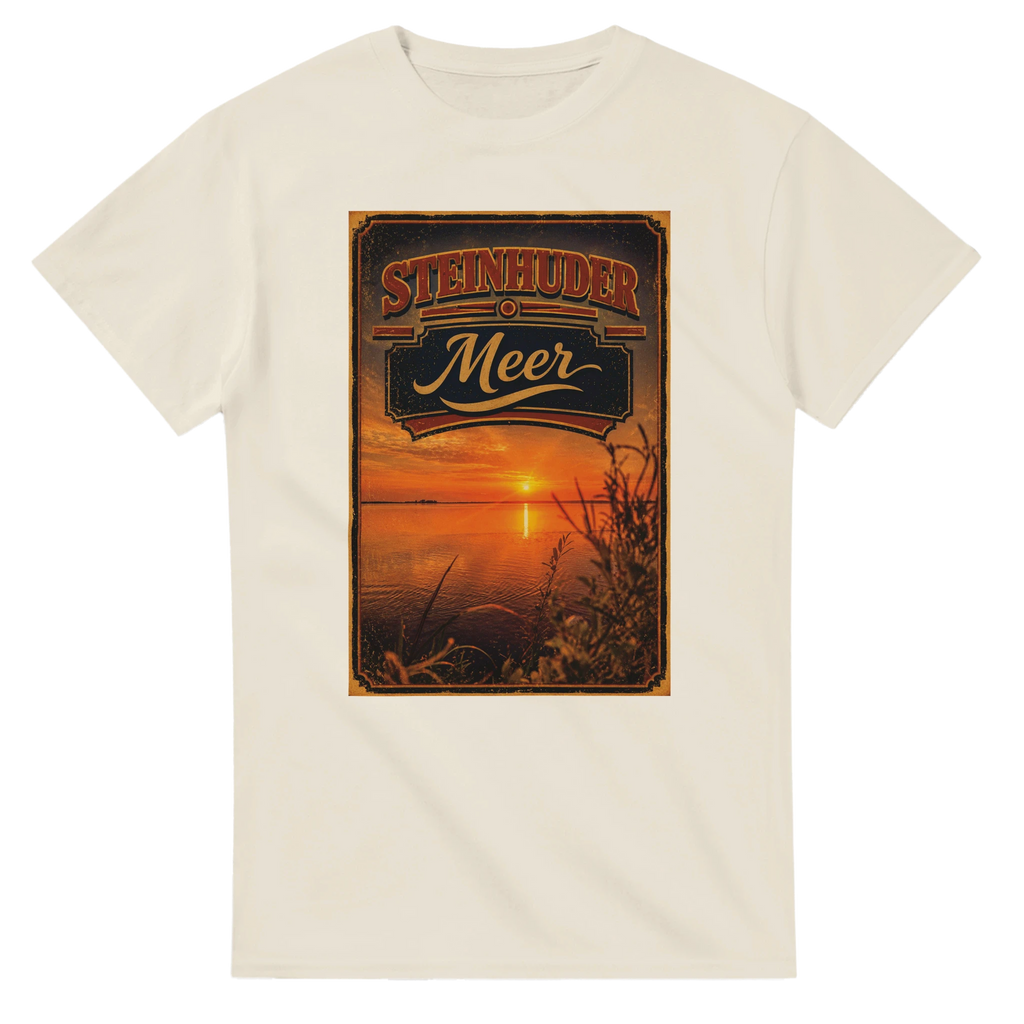 T-Shirt in Weiß mit Motiv „Sunset am Steinhuder Meer“