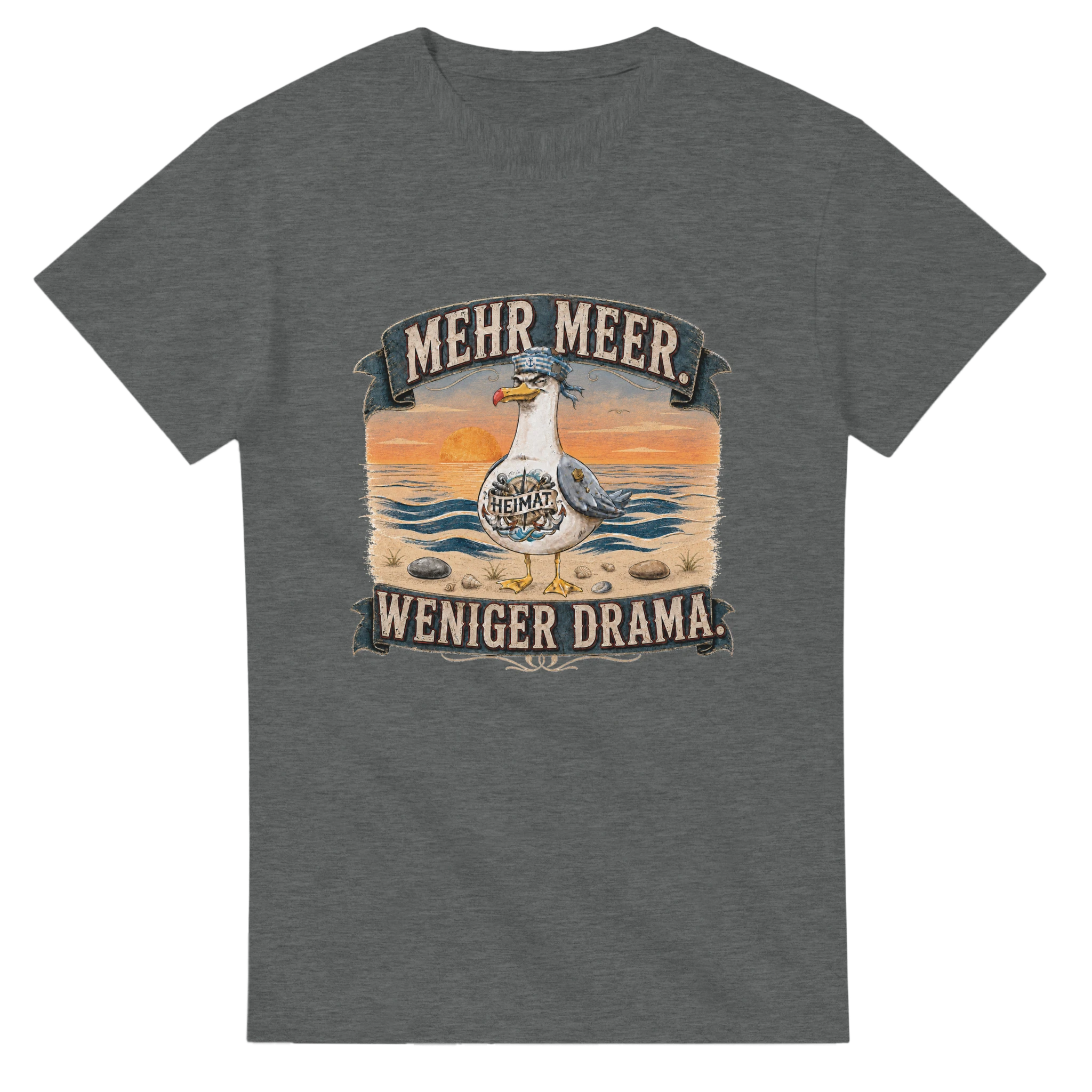 T-Shirt in Natur mit Motiv „Mehr Meer. Weniger Drama.“