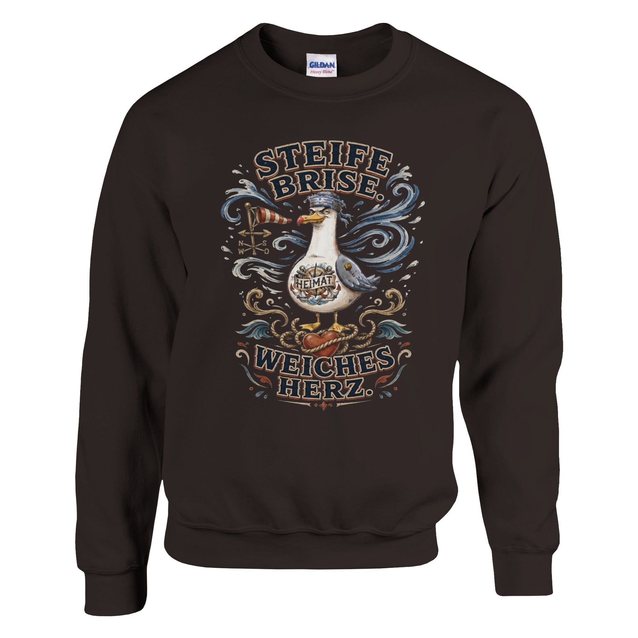 Pullover in Hellrosa mit Motiv „Steife Brise. Weiches Herz.“