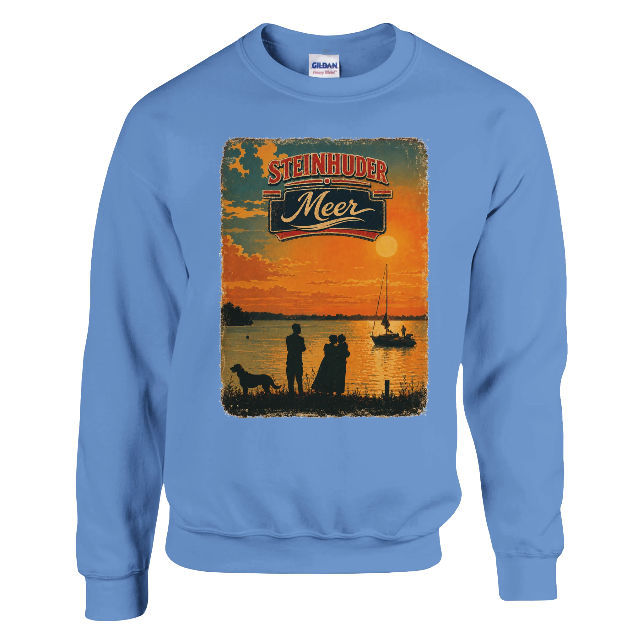 Pullover in Weiß mit Motiv „Familie beim Sunset“
