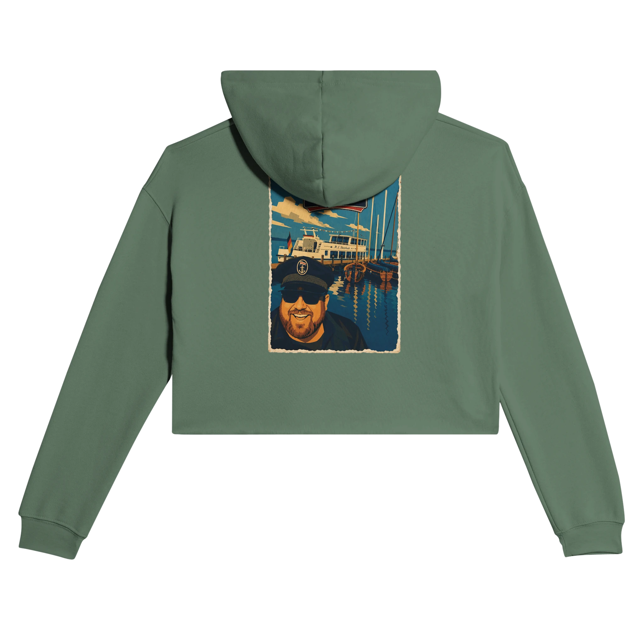 Damen-Hoodie in Pfirsich mit Motiv „Kapitän an Bord“