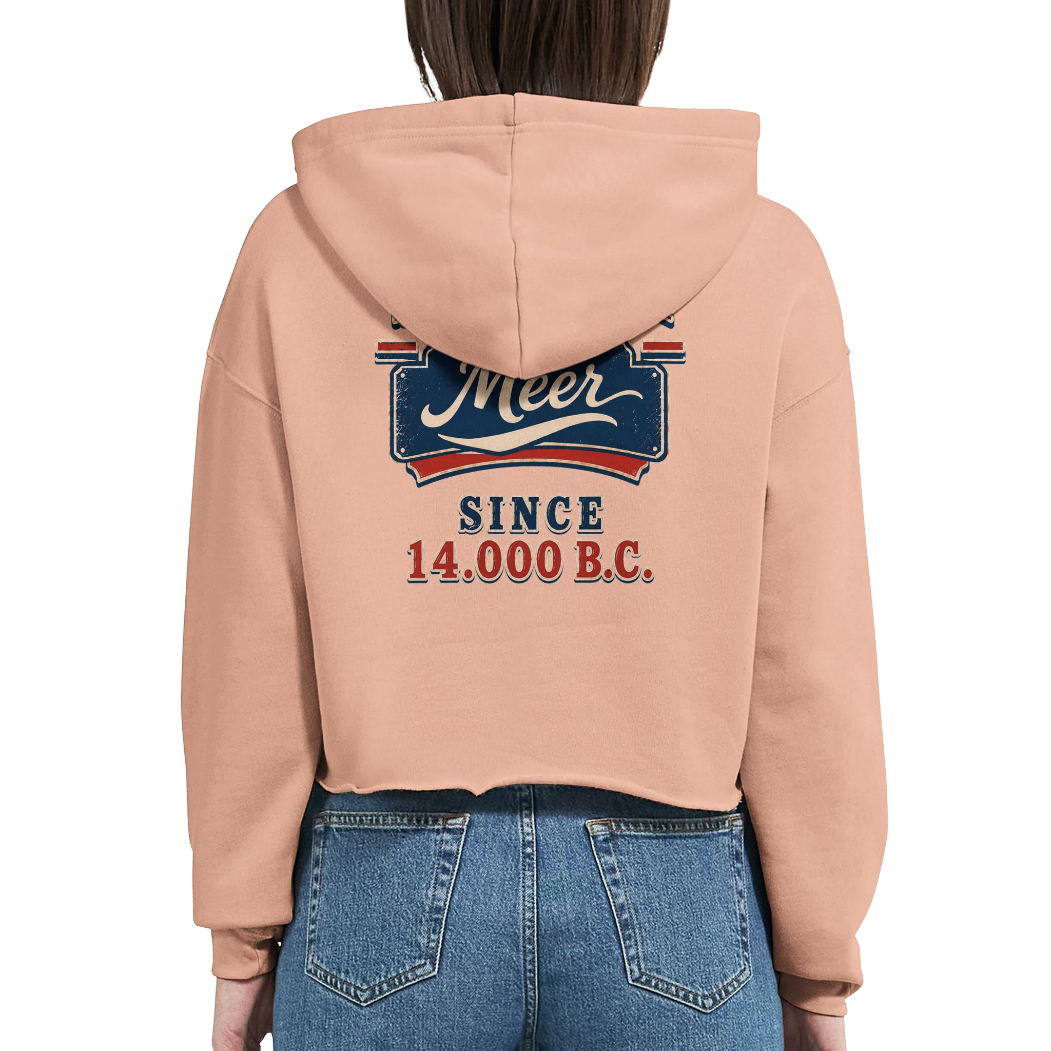 Damen-Hoodie in Weiß mit Motiv „Since 14.000 B.C.“