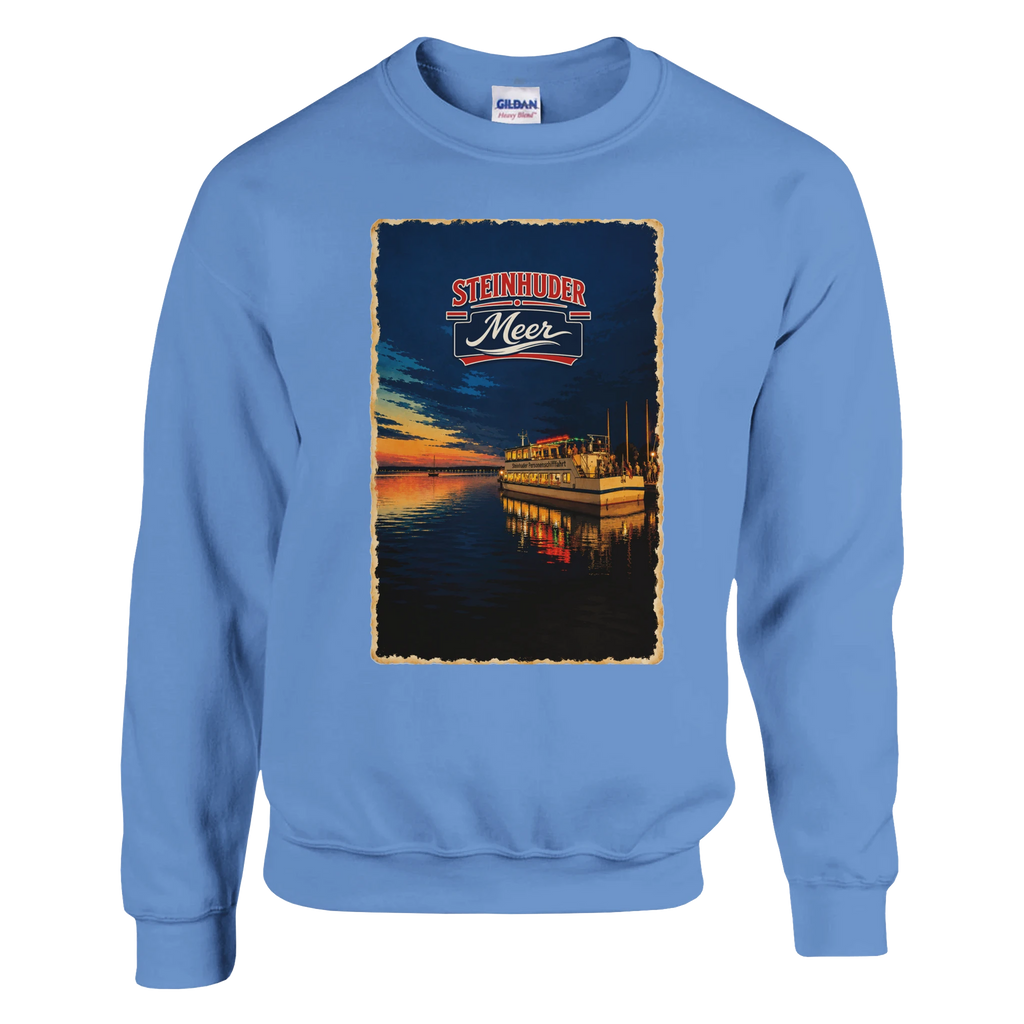 Pullover in Aschgrau mit Motiv „MS Steinhude Abendstimmung“