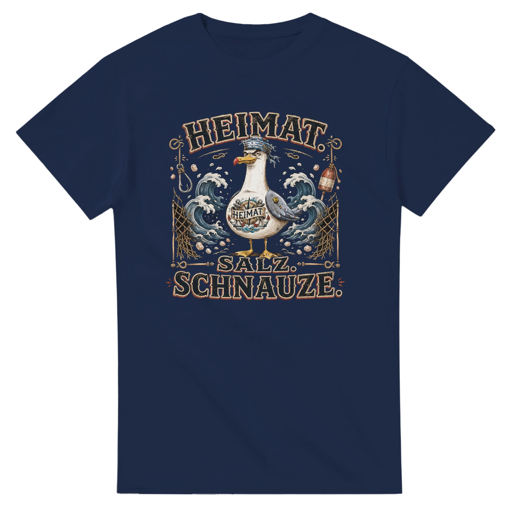 T-Shirt in Weiß mit Motiv „Heimat Salz Schnauze Möwe“