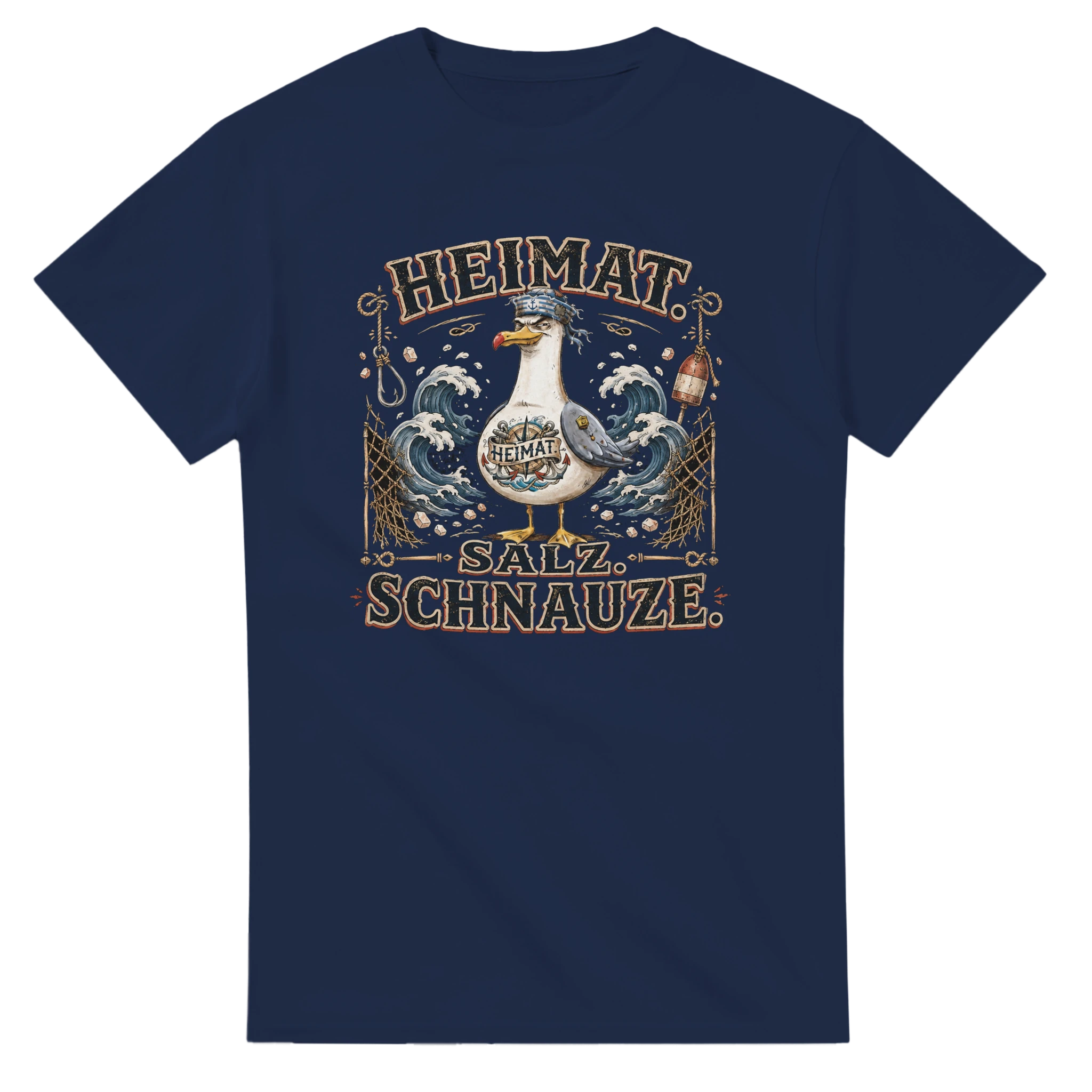 T-Shirt in Weiß mit Motiv „Heimat Salz Schnauze Möwe“