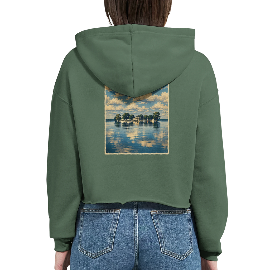 Damen-Hoodie in Pfirsich mit Motiv „Wilhelmstein im Steinhuder Meer“