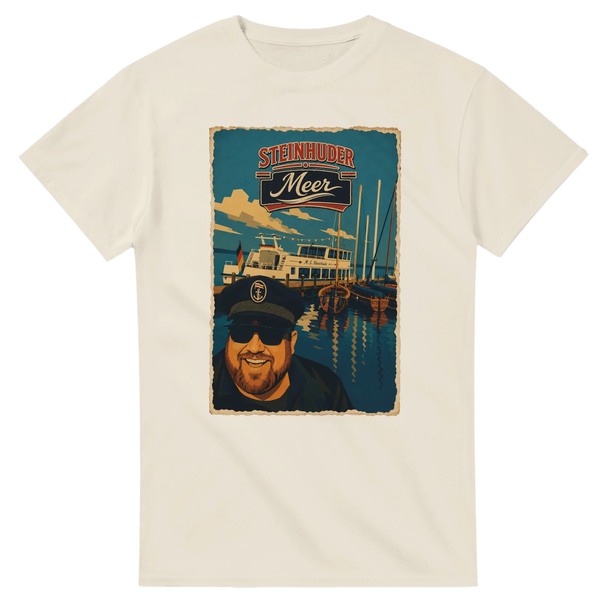 T-Shirt in Weiß mit Motiv „Kapitän an Bord“