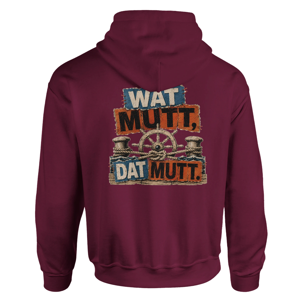 Hoodie in Hellrosa mit Motiv „Wat Mutt, Dat Mutt.“