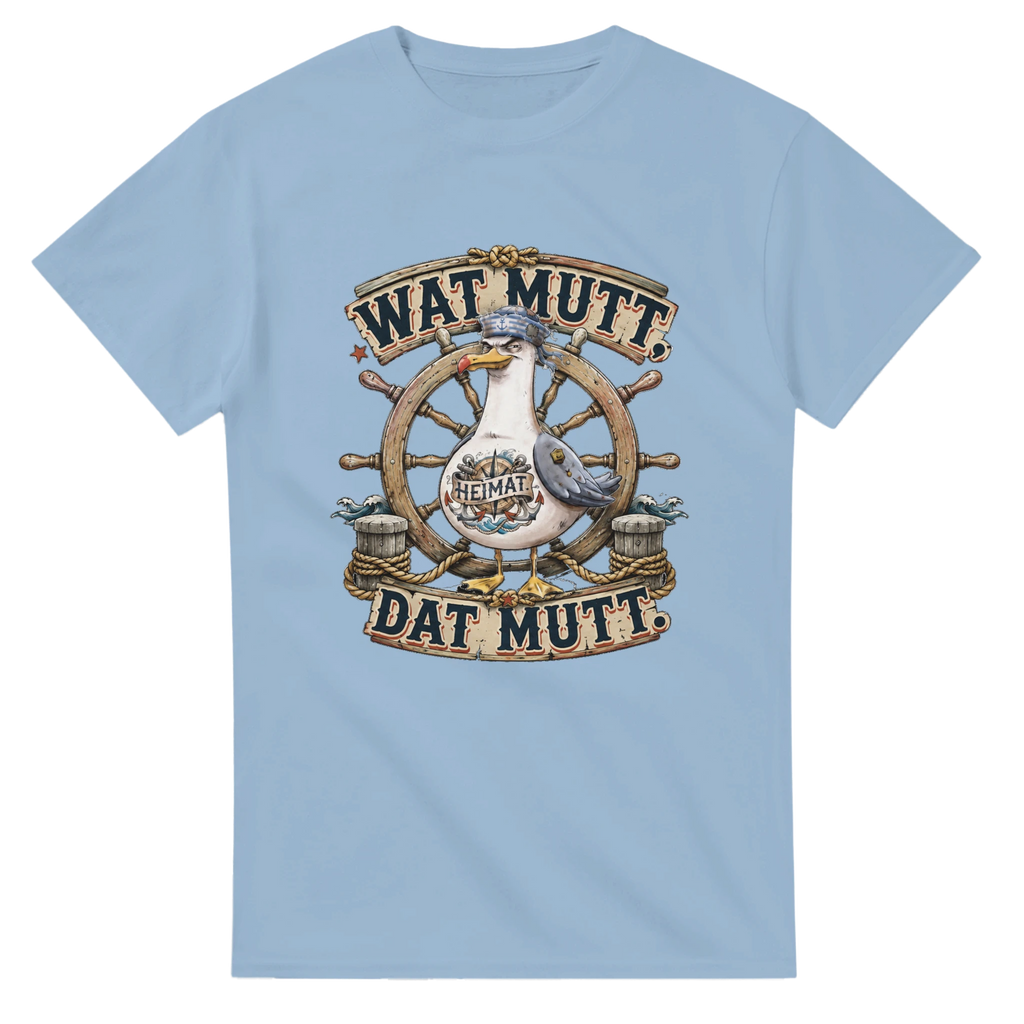 T-Shirt in Natur mit Motiv „Wat Mutt, Dat Mutt. Möwe“