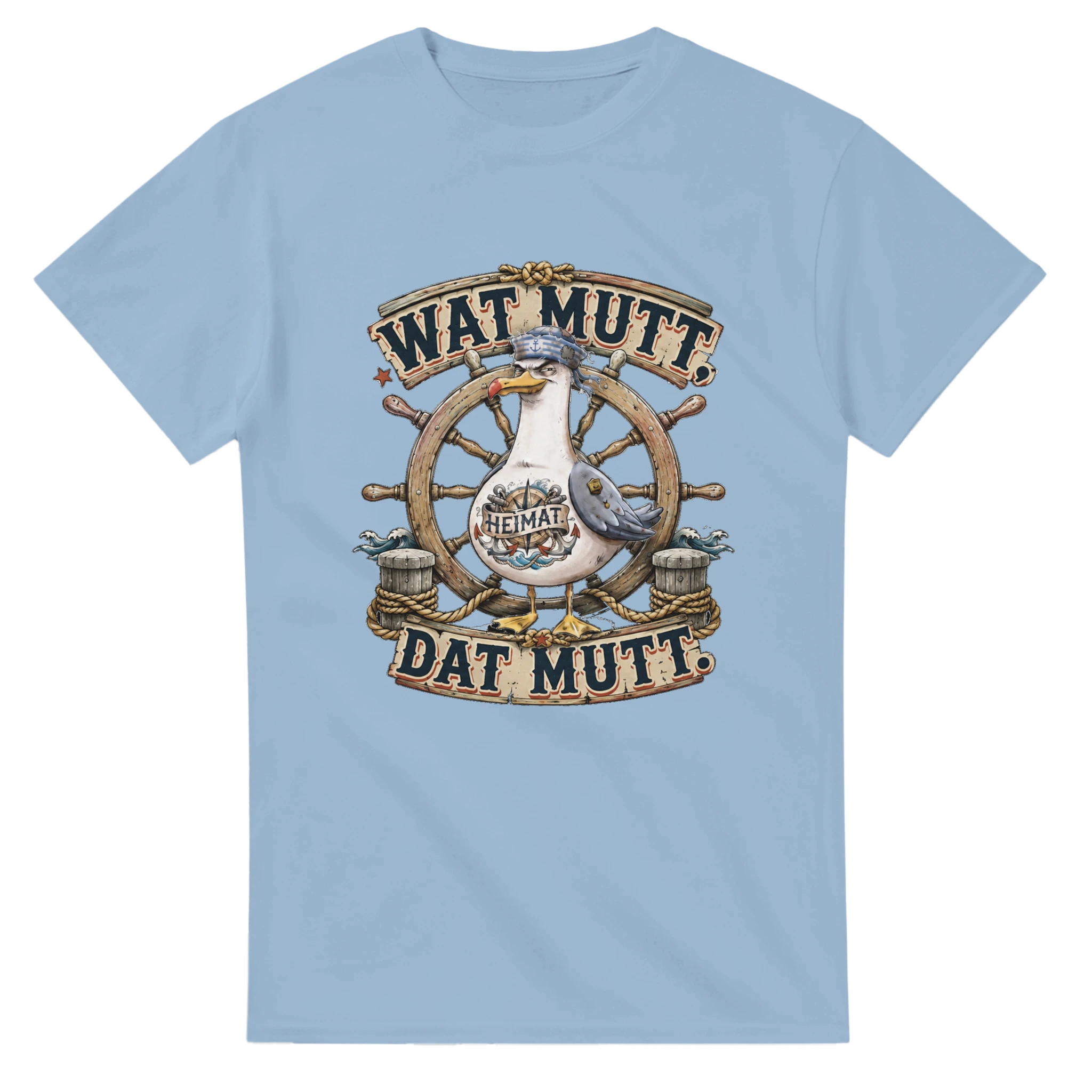 T-Shirt in Natur mit Motiv „Wat Mutt, Dat Mutt. Möwe“