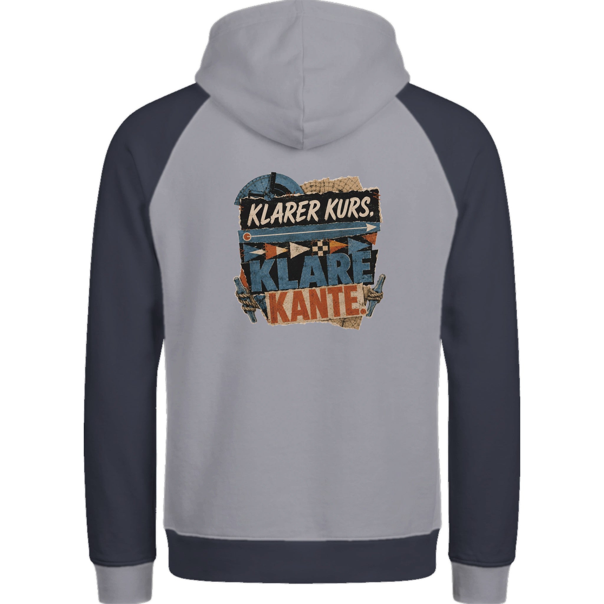 Hoodie in Ton mit Motiv „Klarer Kurs. Klare Kante.“