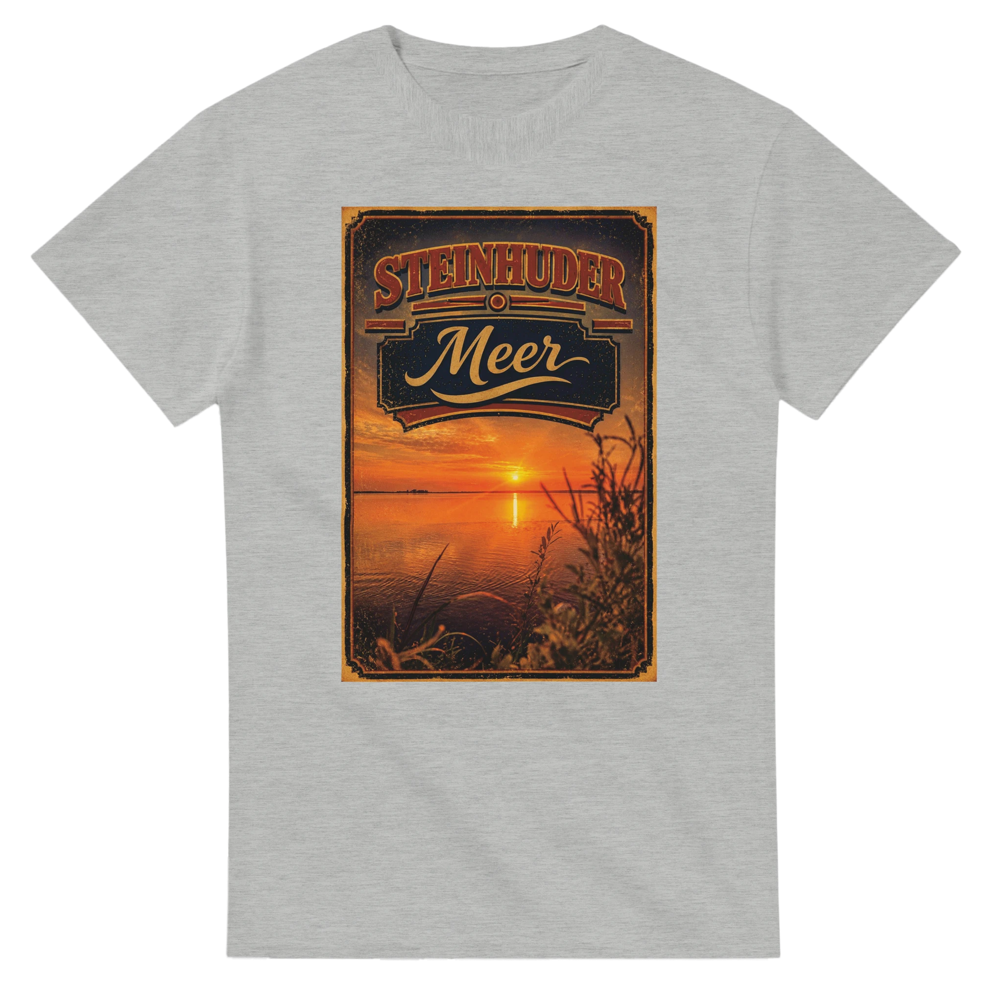 T-Shirt in Weiß mit Motiv „Sunset am Steinhuder Meer“