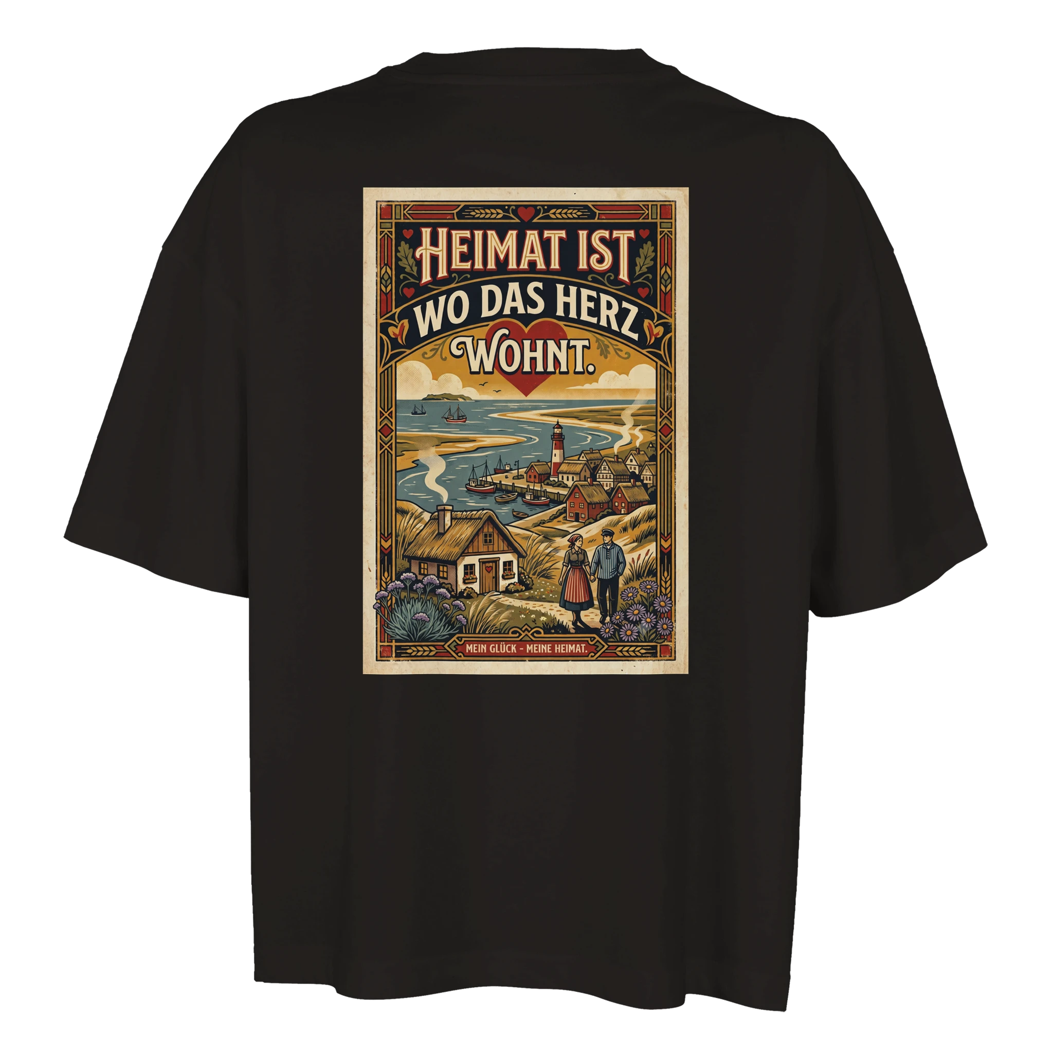 Damen-T-Shirt in Weiß mit Motiv „Heimat ist, wo das Herz wohnt“