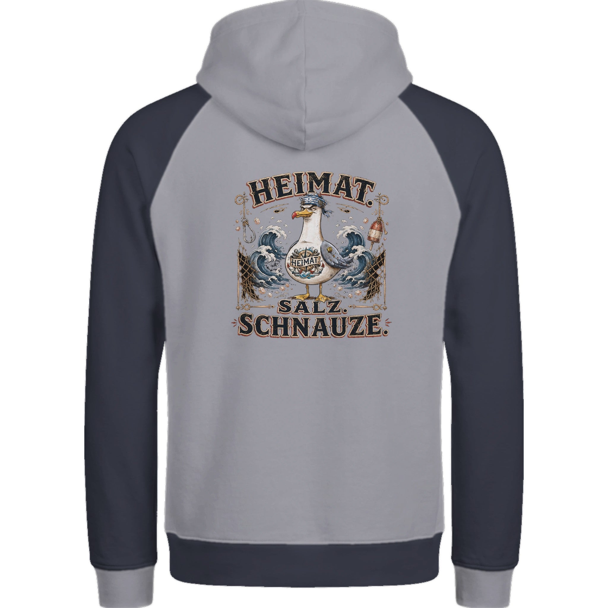 Hoodie in Ton mit Motiv „Heimat Salz Schnauze“