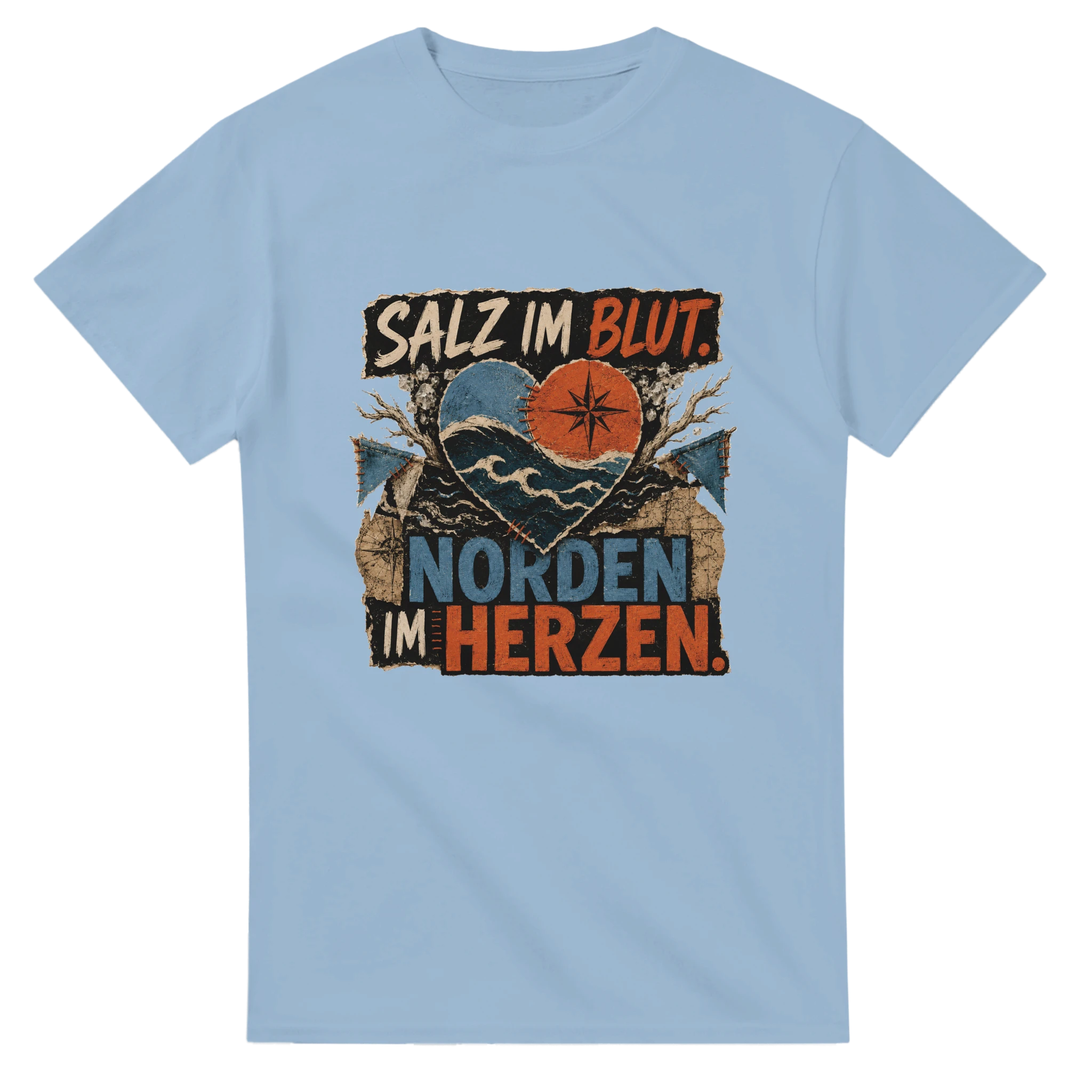 T-Shirt in Natur mit Motiv „Salz im Blut Norden im Herzen“