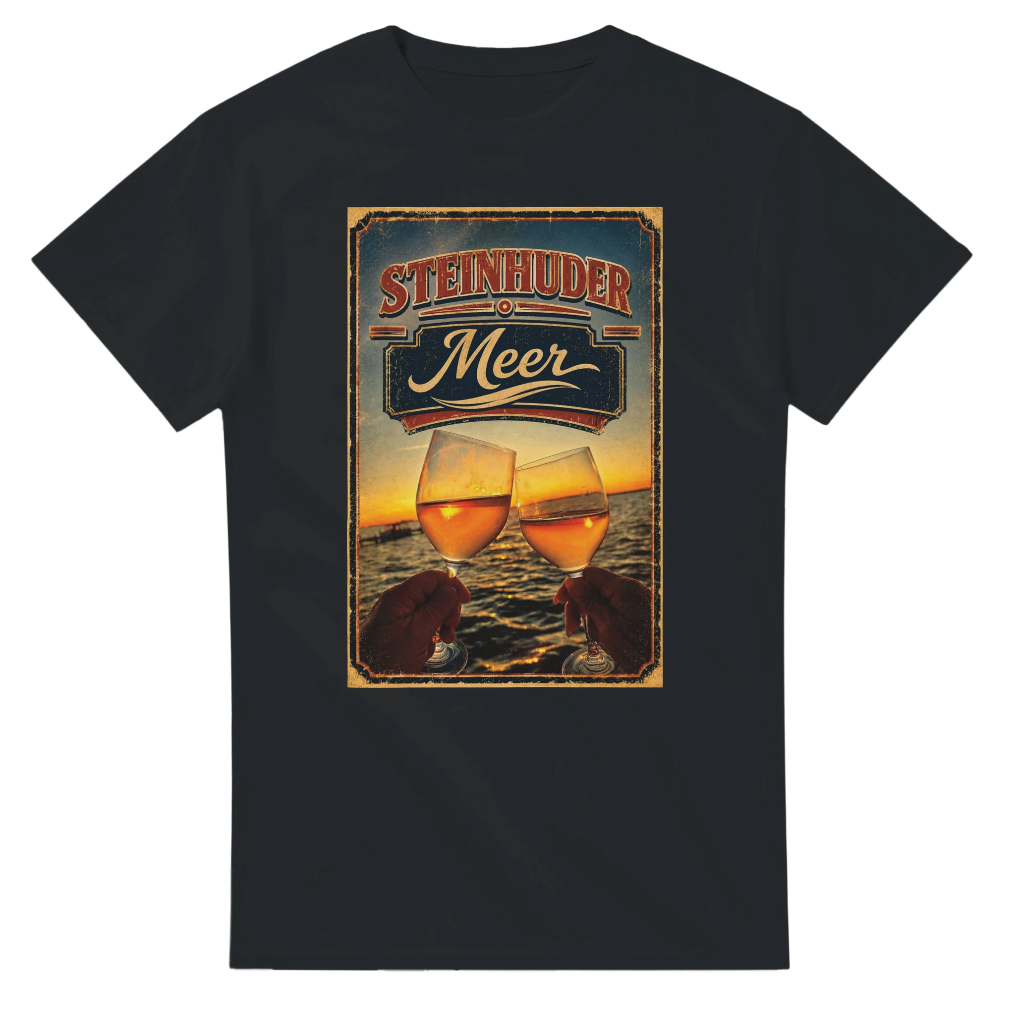 T-Shirt in Weiß mit Motiv „Stößchen bei Sunset“