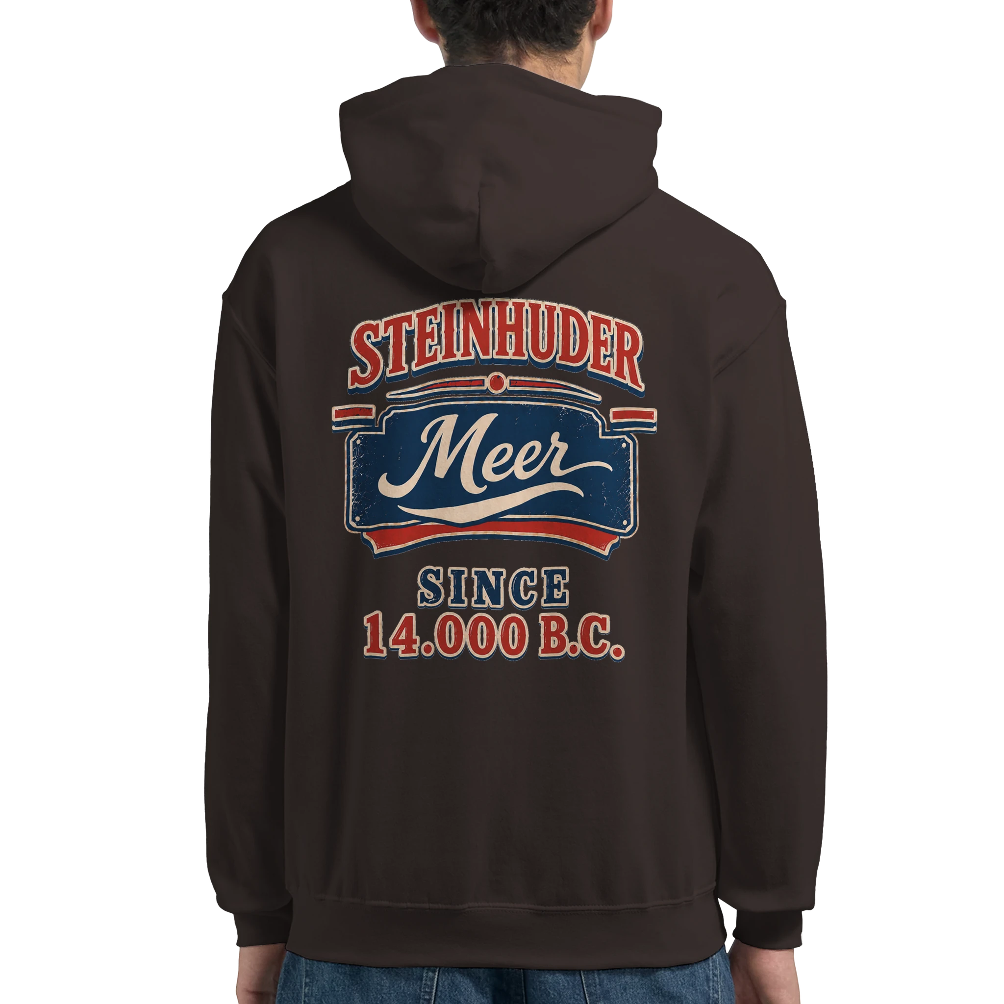 Hoodie in Aschgrau mit Motiv „Since 14.000 B.C.“
