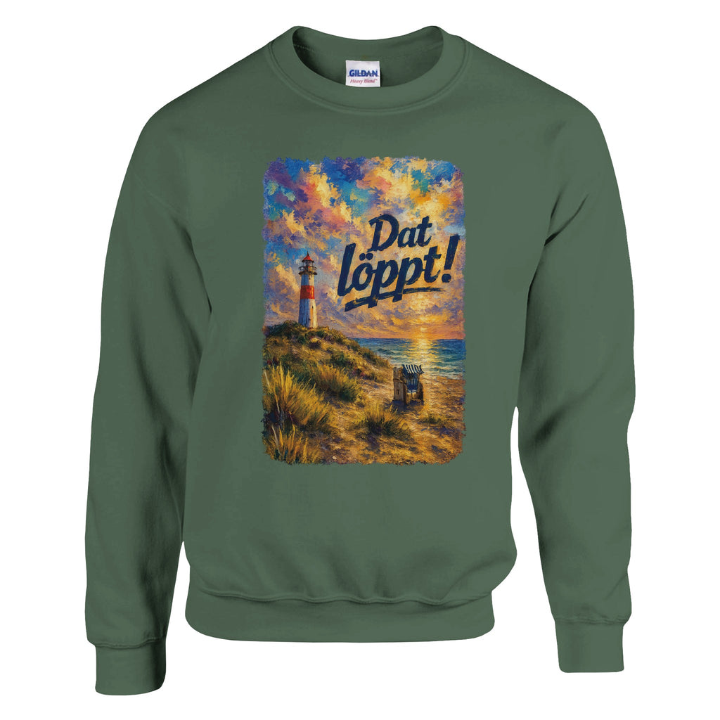 Pullover in Weiß mit Motiv „Dat Löppt! Typisch Norddeutsch“
