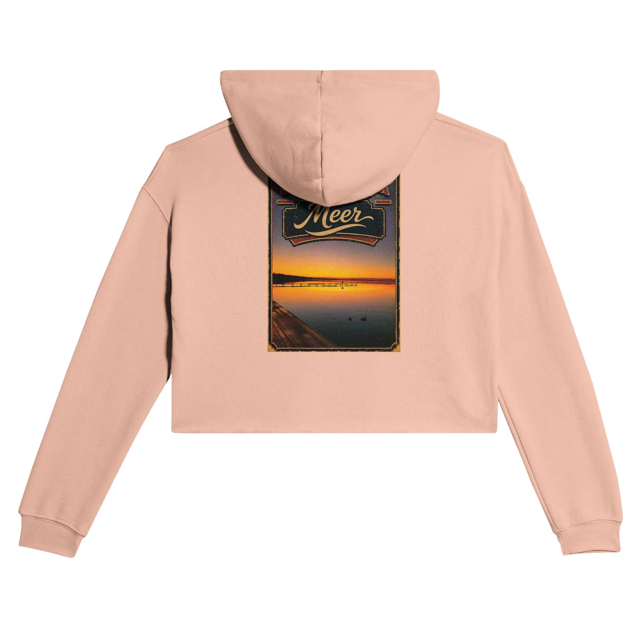 Damen-Hoodie in Pfirsich mit Motiv „Steg an der Planke“