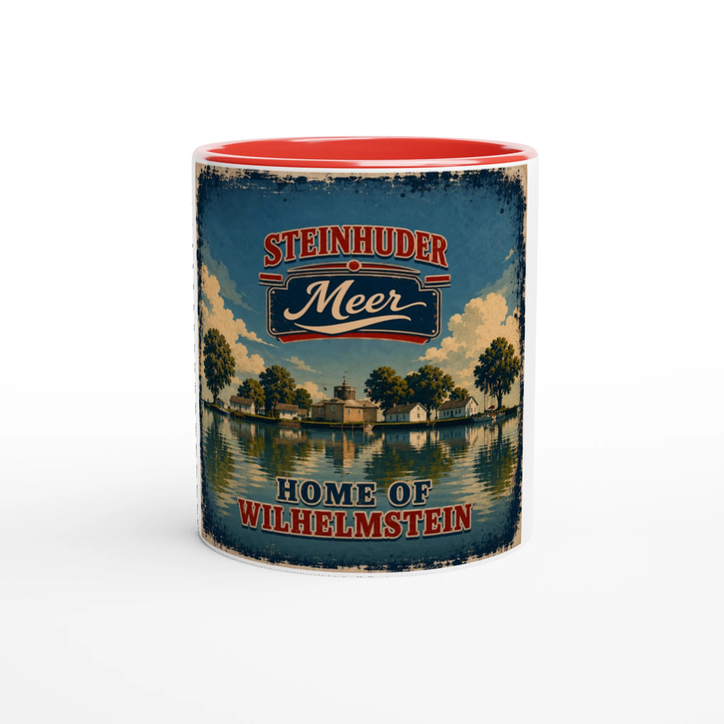 Weiße Keramiktasse mit schwarzer Innenseite und Griff, 300 ml