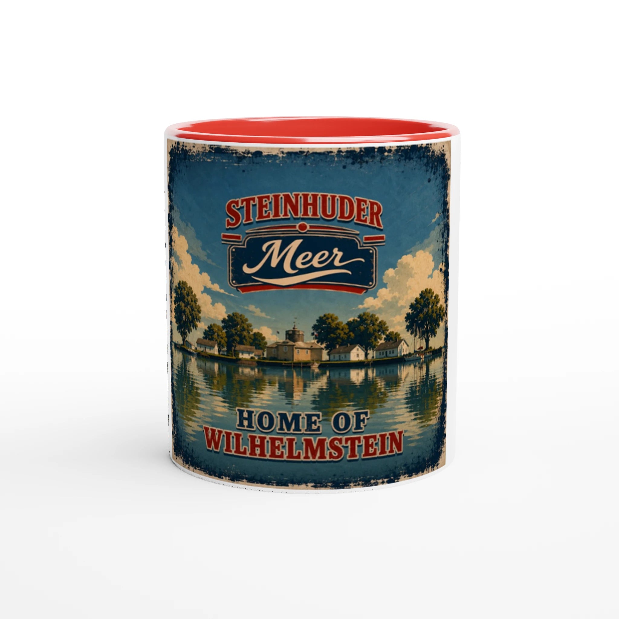 Weiße Keramiktasse mit schwarzer Innenseite und Griff, 300 ml