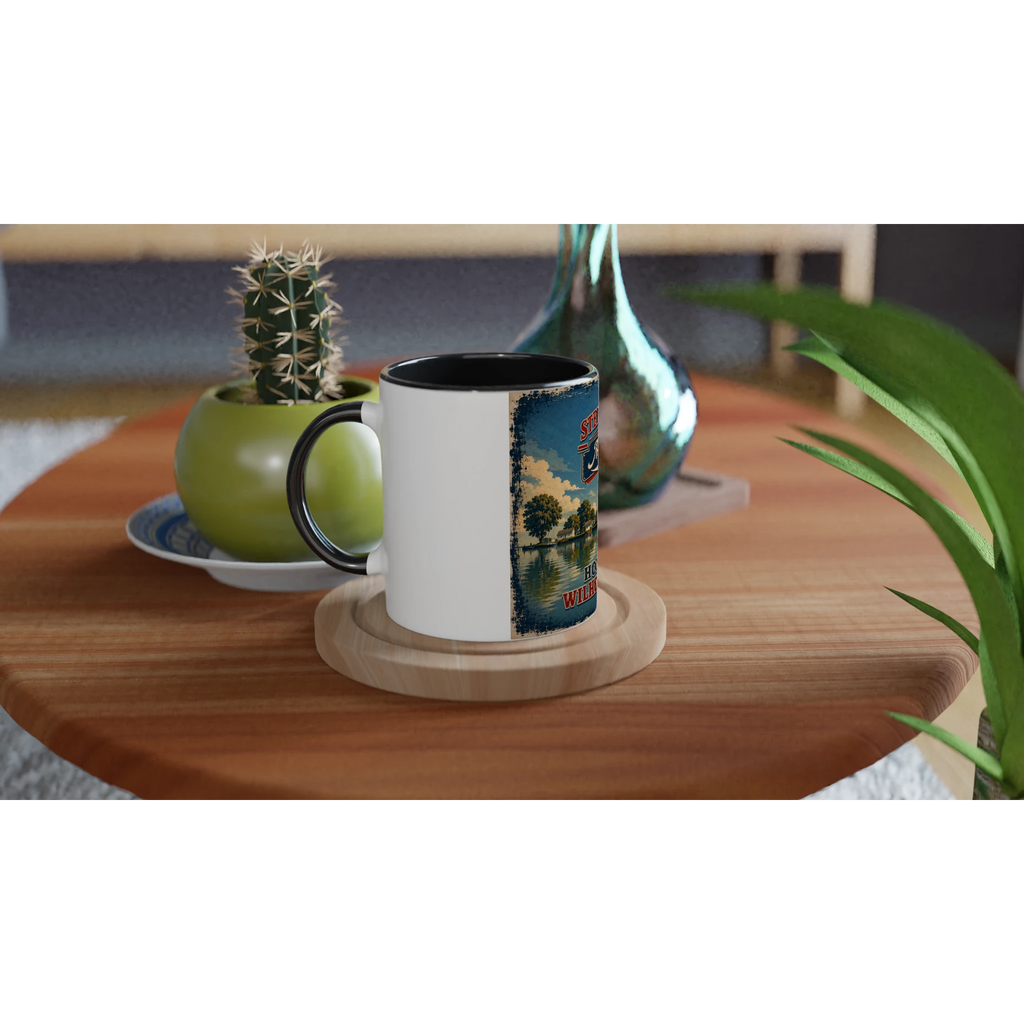 Weiße Keramiktasse mit farbiger Innenseite und Griff, 300 ml