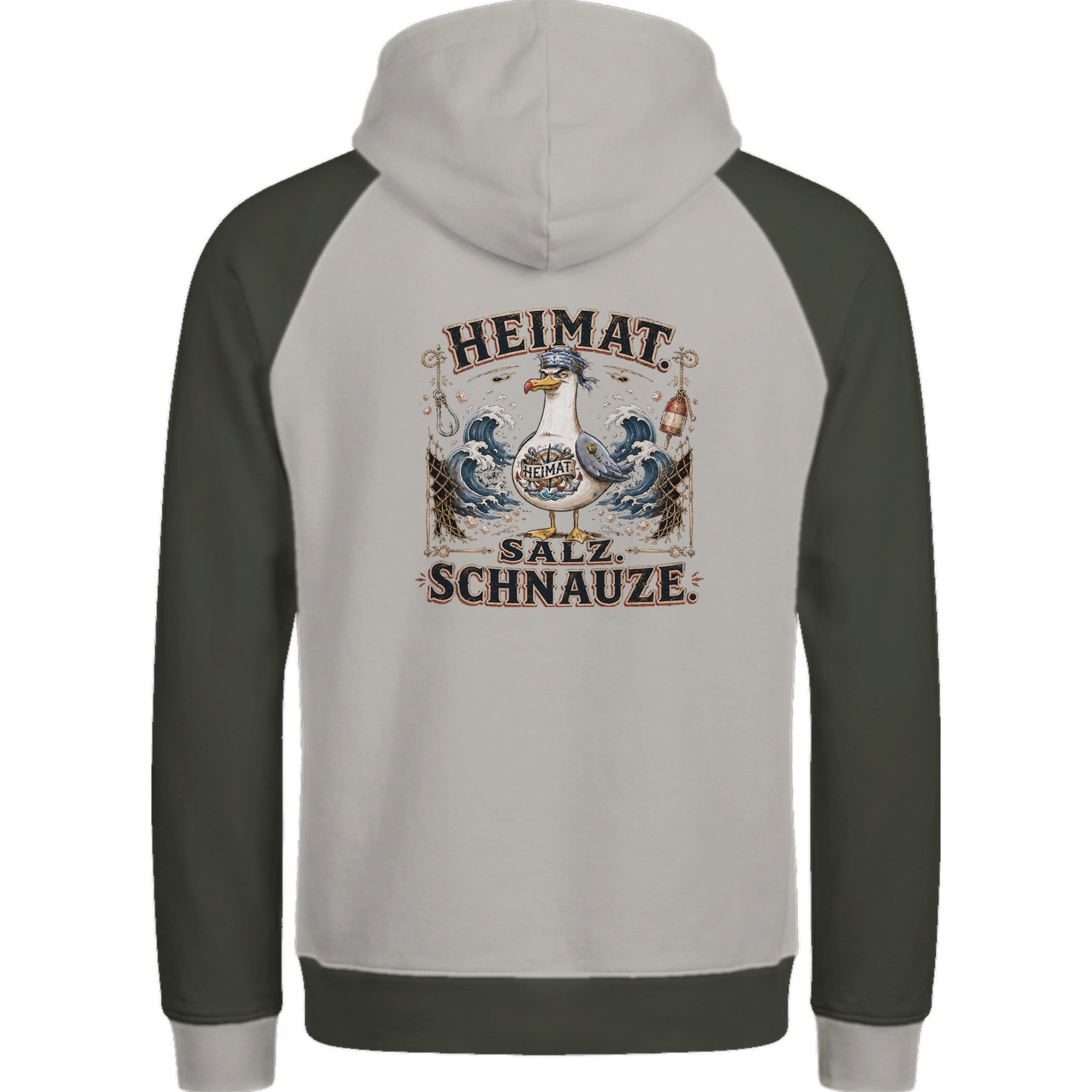Hoodie in Ton mit Motiv „Heimat Salz Schnauze“