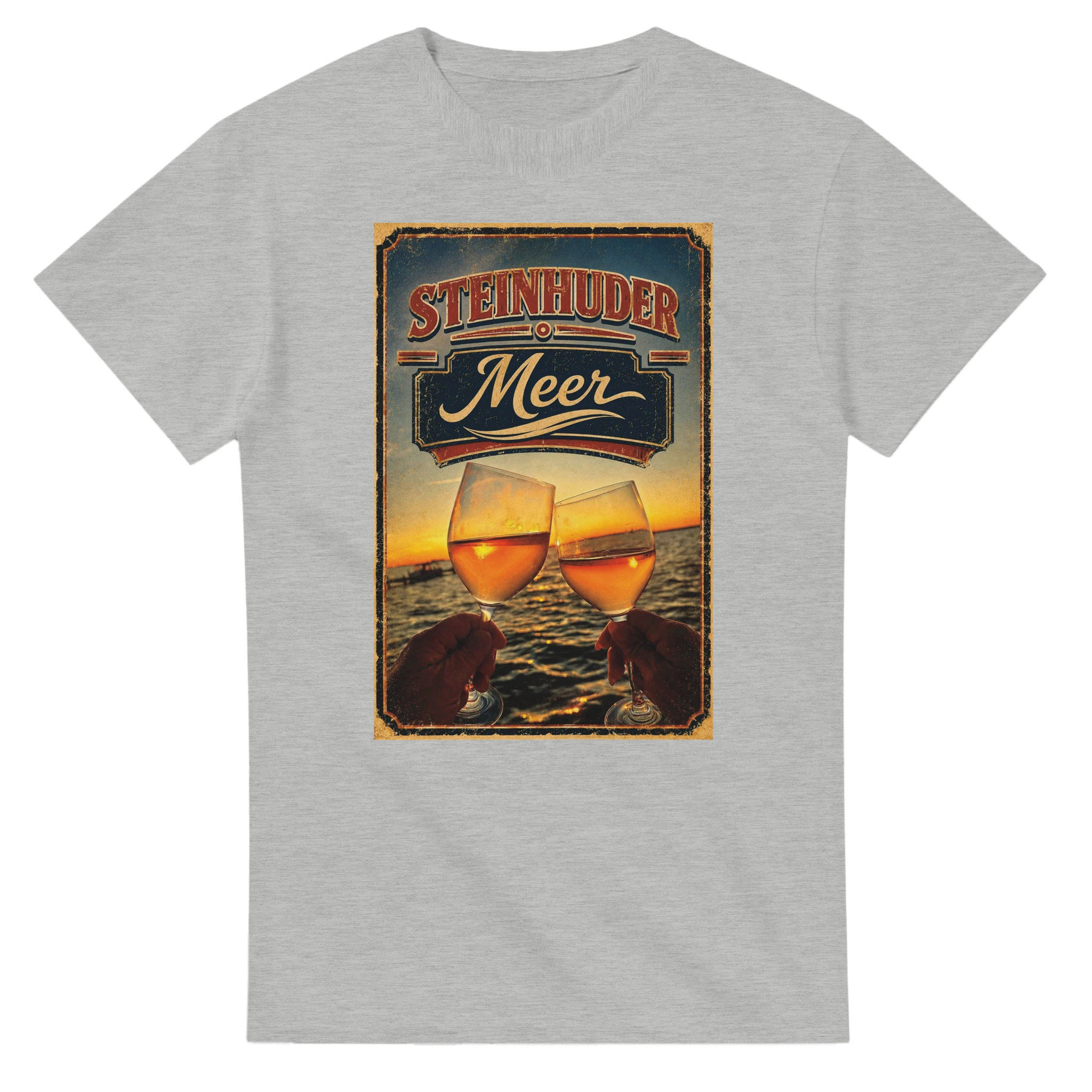 T-Shirt in Weiß mit Motiv „Stößchen bei Sunset“