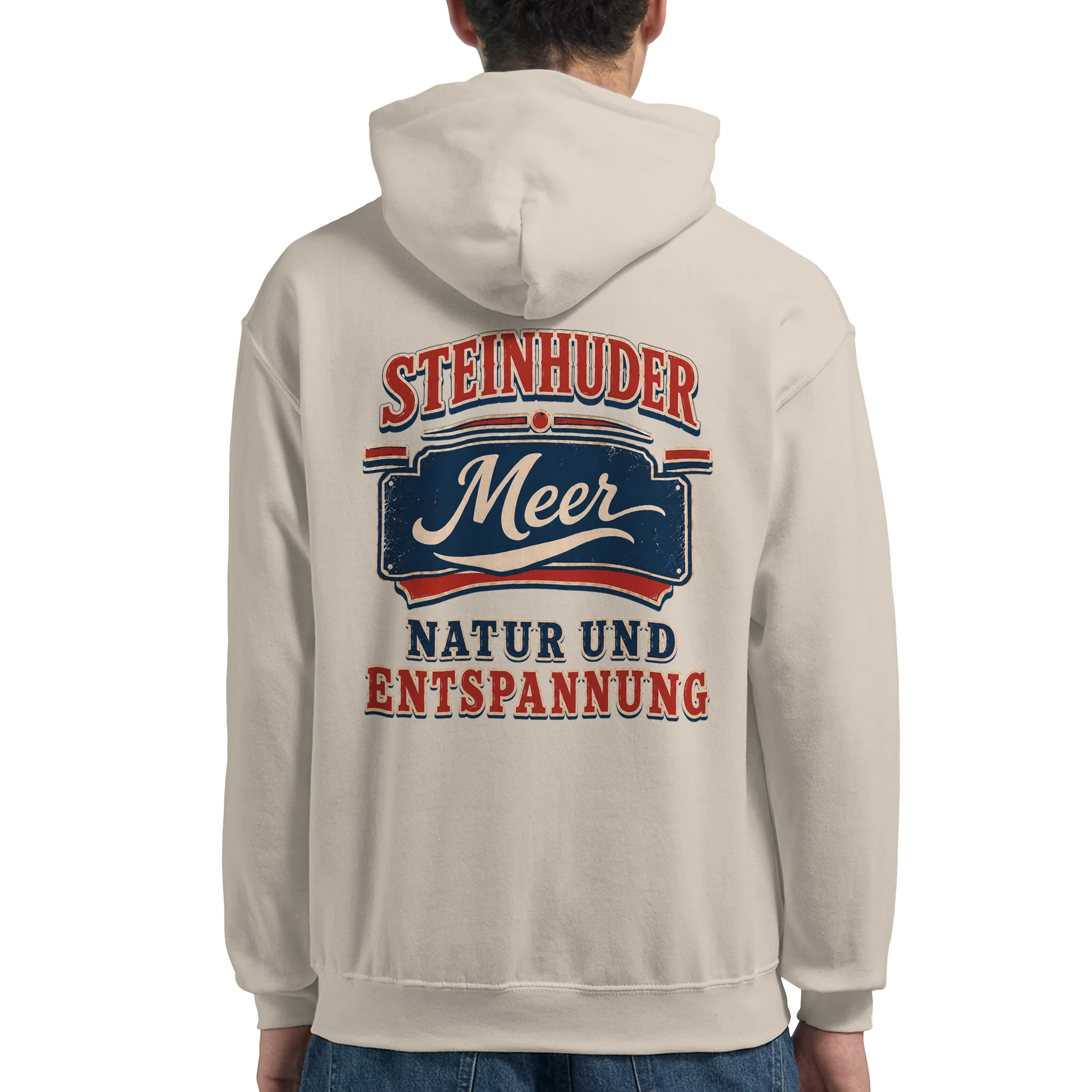 Hoodie in Weiß mit Motiv „Natur und Entspannung am Steinhuder Meer“