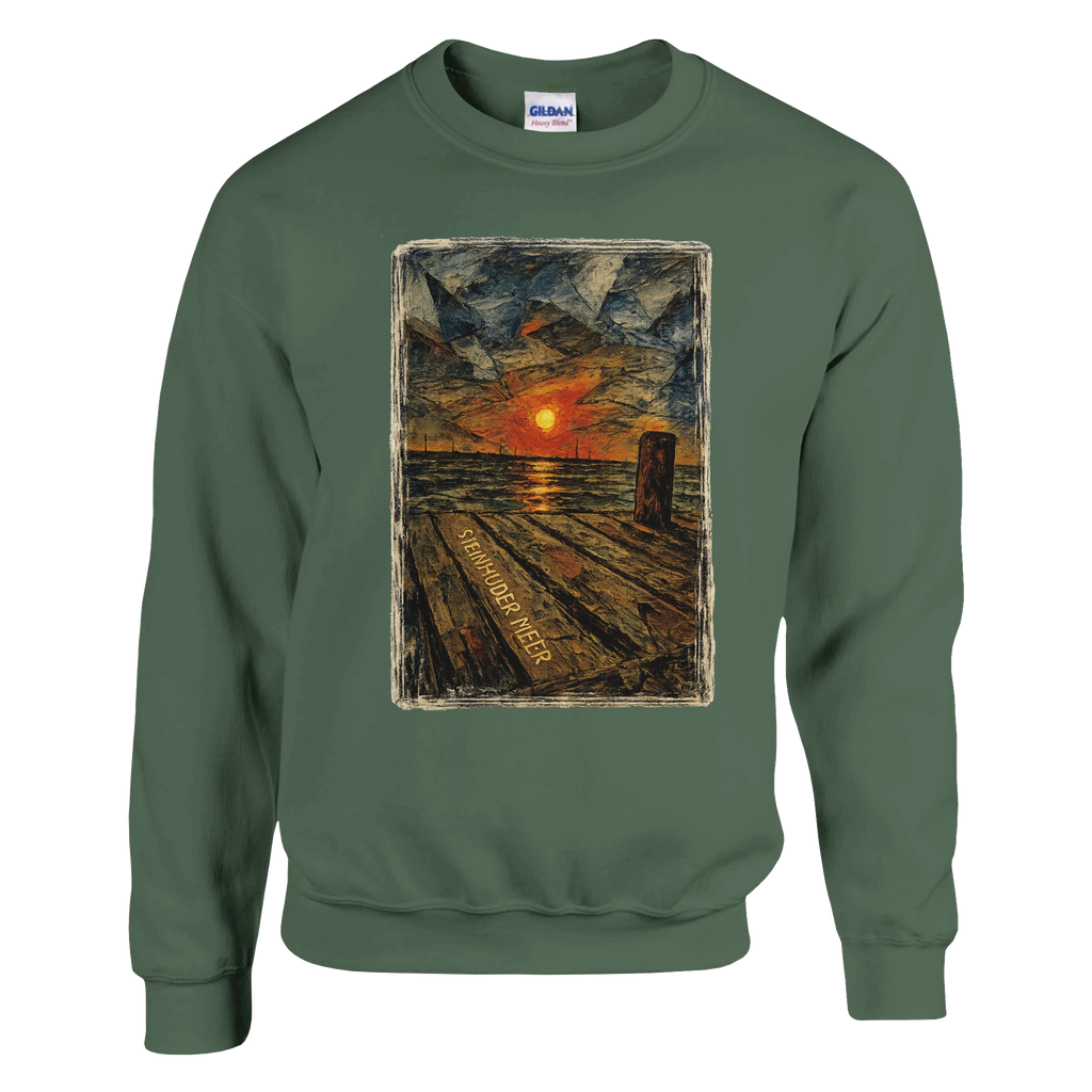 Pullover in Aschgrau mit Motiv „Steinhuder Meer Kunst“
