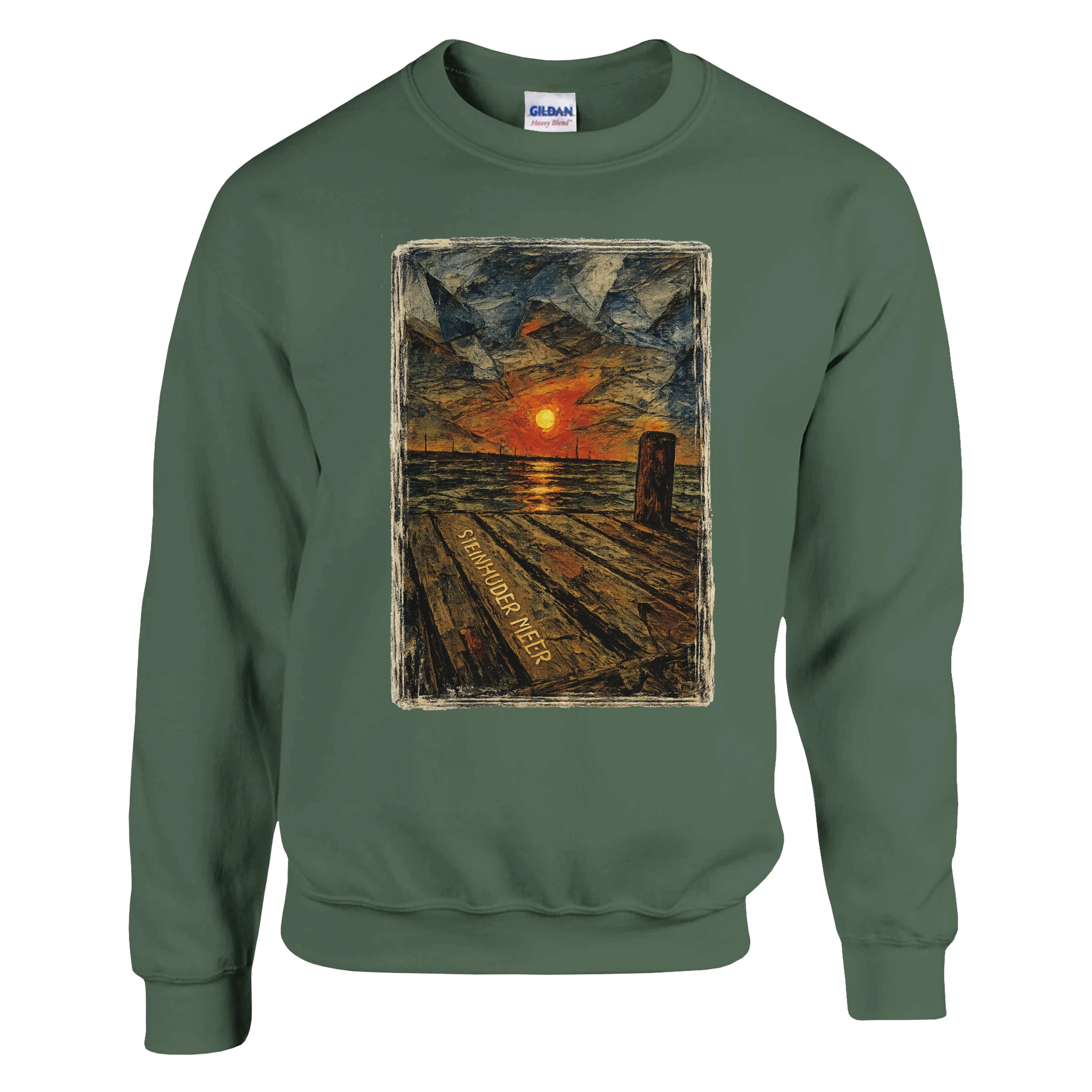 Pullover in Aschgrau mit Motiv „Steinhuder Meer Kunst“