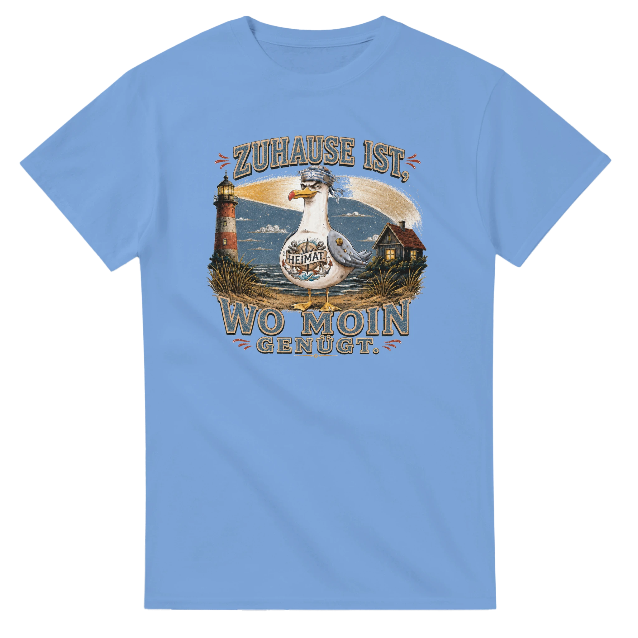 T-Shirt in Weiß mit Motiv „Zuhause ist, wo Moin genügt. Möwe“