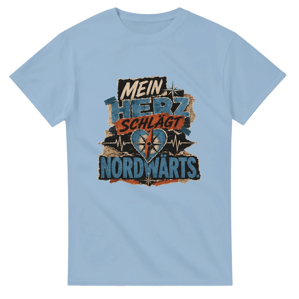 T-Shirt in Weiß mit Motiv „Mein Herz schlägt NORDWÄRTS.“