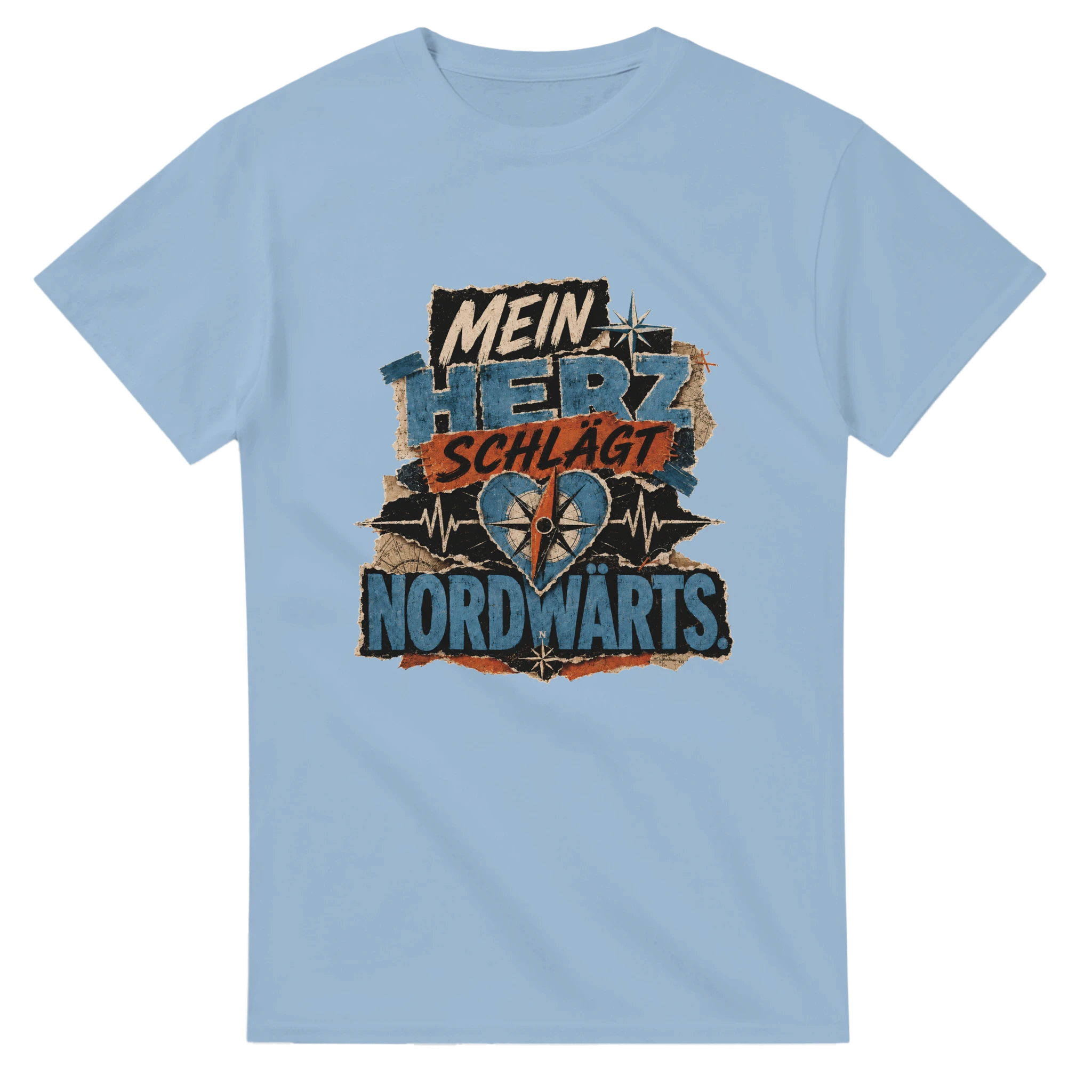 T-Shirt in Weiß mit Motiv „Mein Herz schlägt NORDWÄRTS.“
