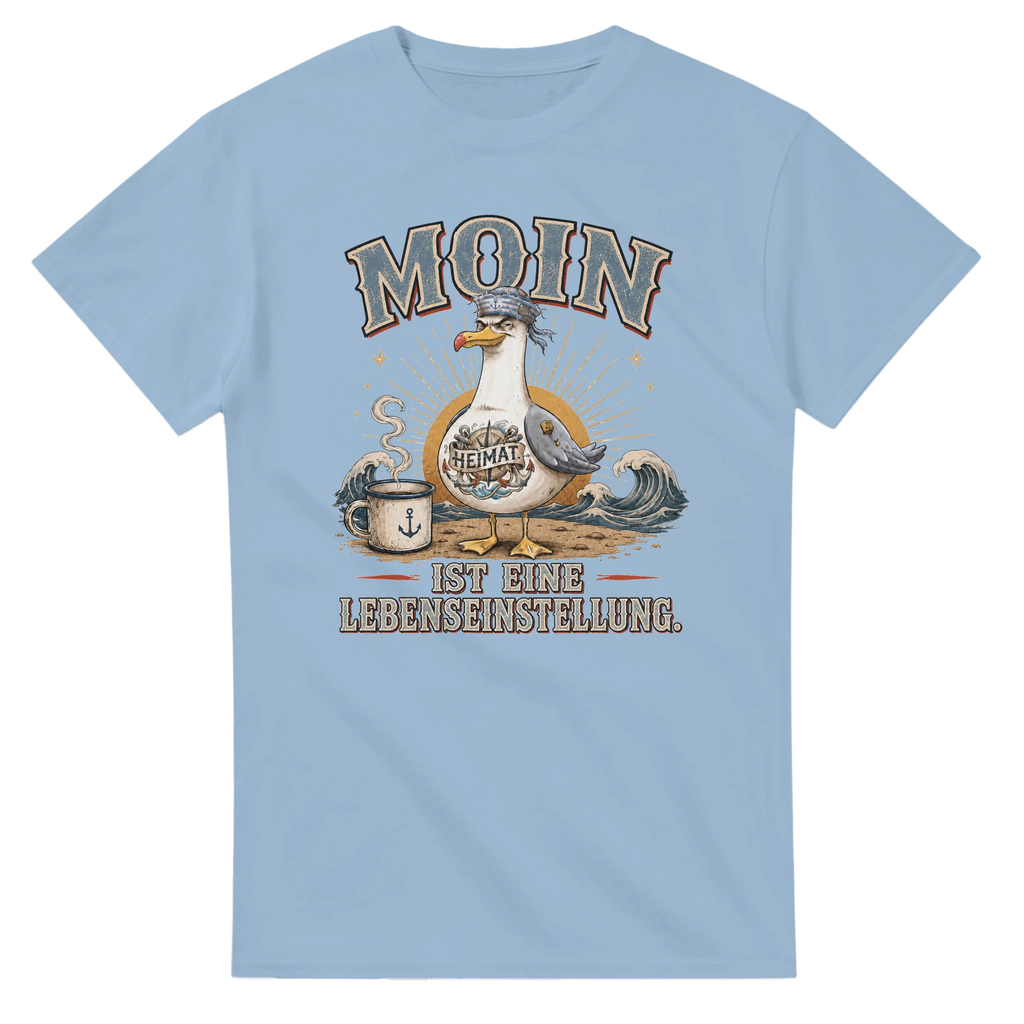 T-Shirt in Weiß mit Motiv „Moin ist eine Lebenseinstellung“