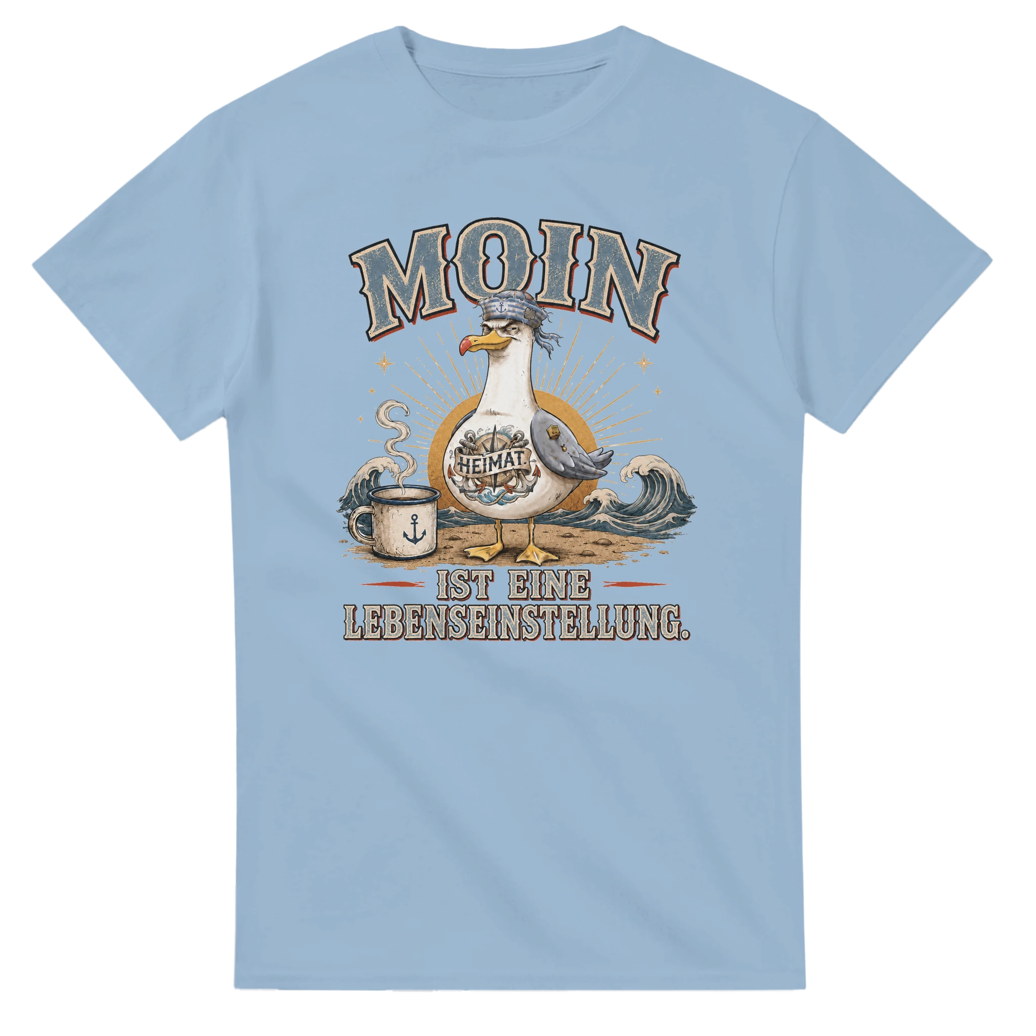 T-Shirt in Weiß mit Motiv „Moin ist eine Lebenseinstellung“