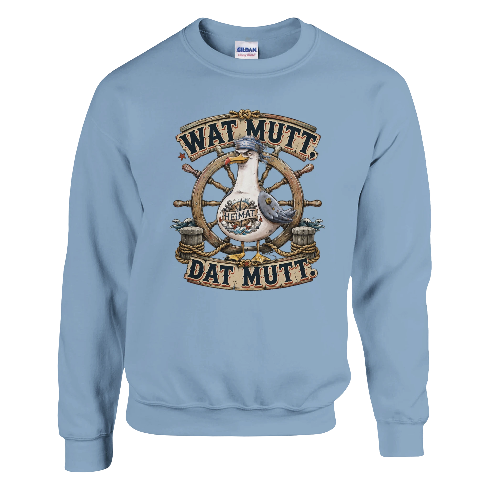 Pullover in Hellrosa mit Motiv „Wat Mutt, Dat Mutt. Möwe“