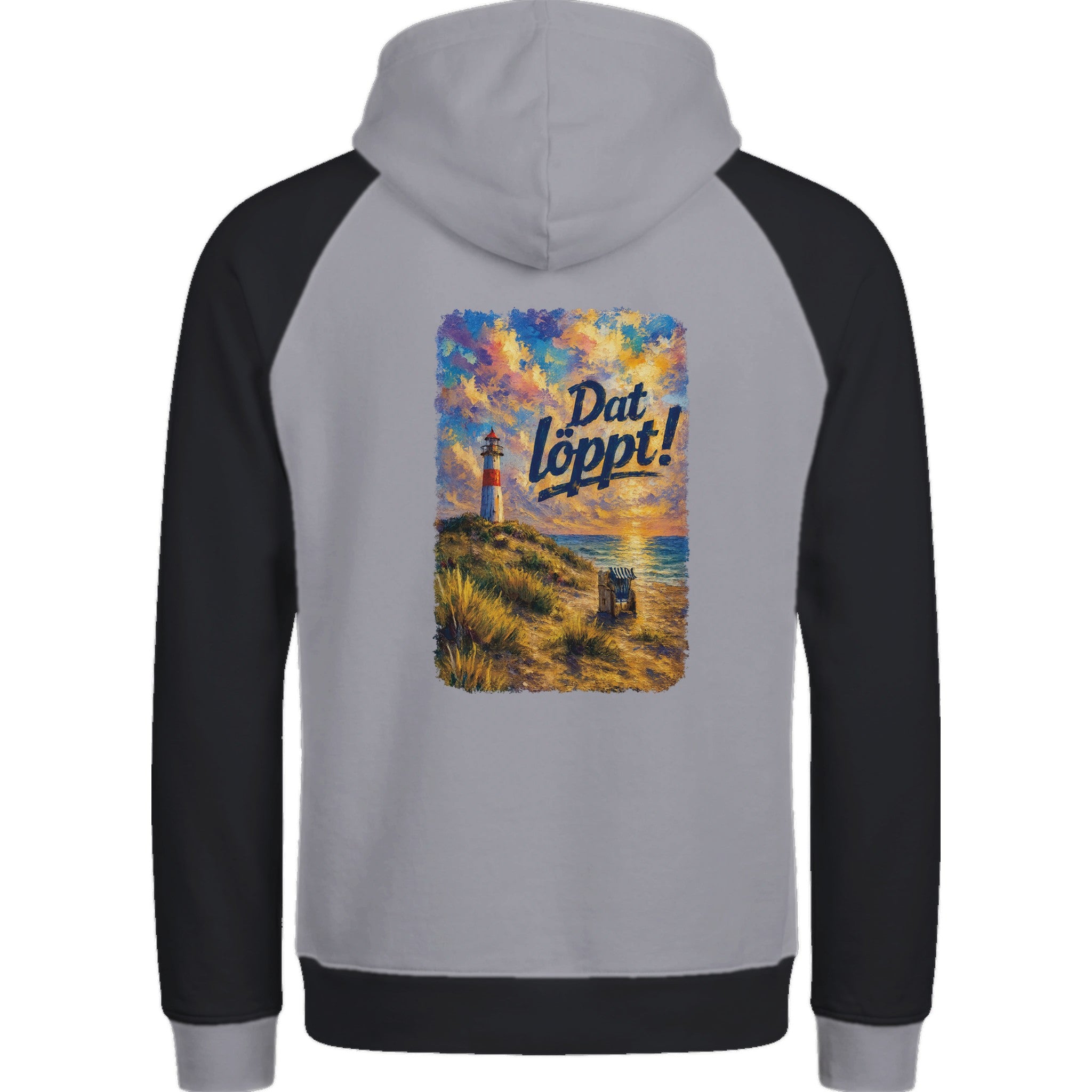 Hoodie in Ton mit Motiv „Dat löppt! - Typisch Norddeutsch“
