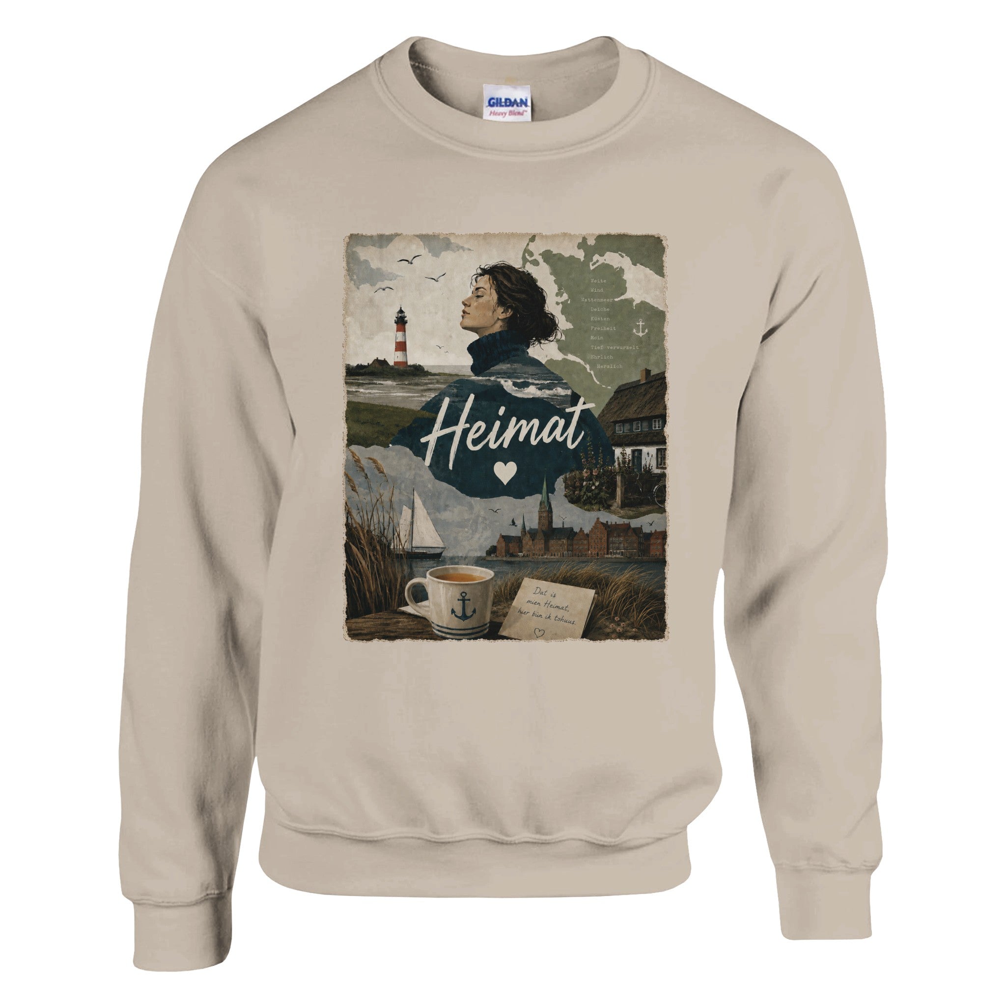 Pullover in Weiß mit Motiv „Heimat mit Herz“