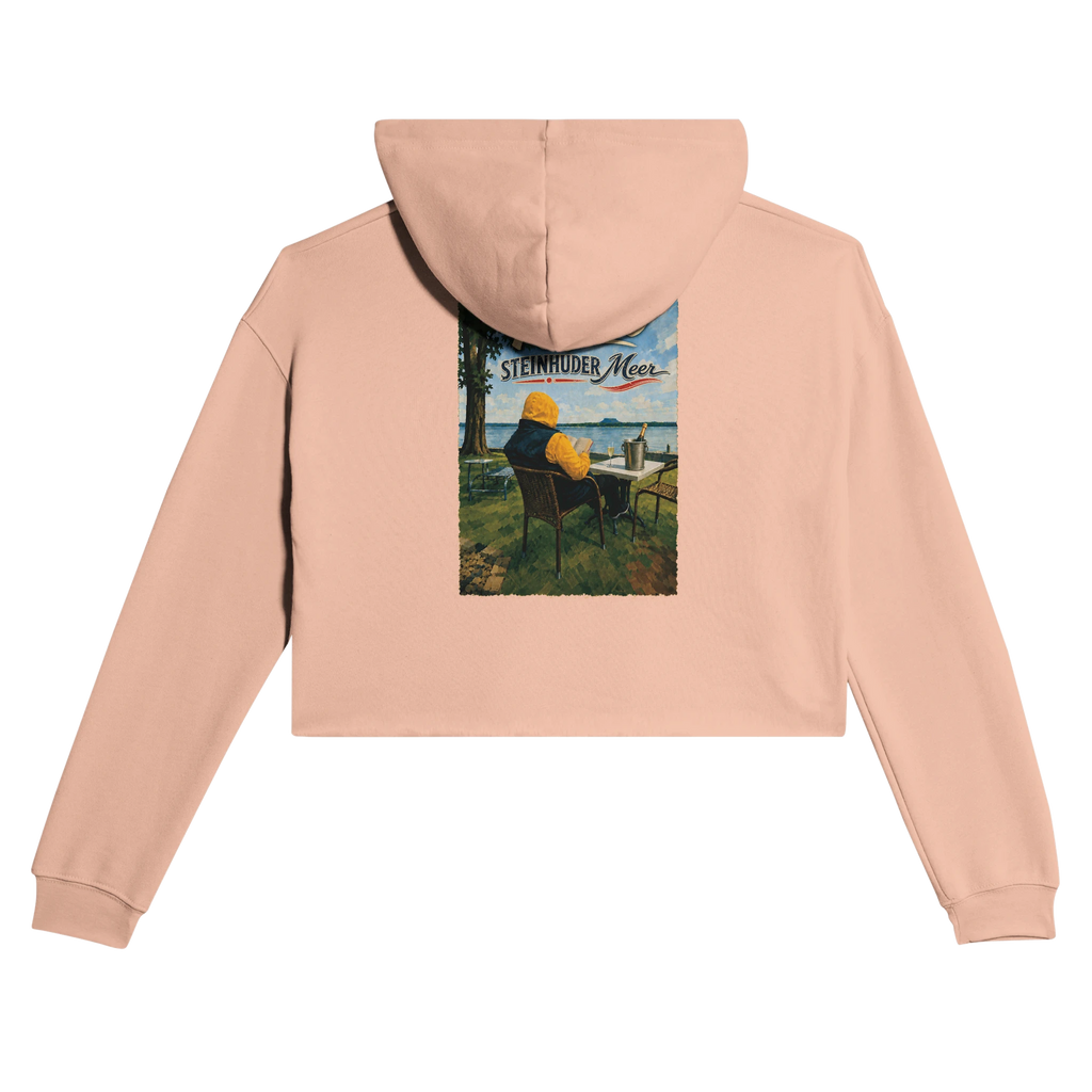 Damen-Hoodie in Pfirsich mit Motiv „Relax und Champagner“