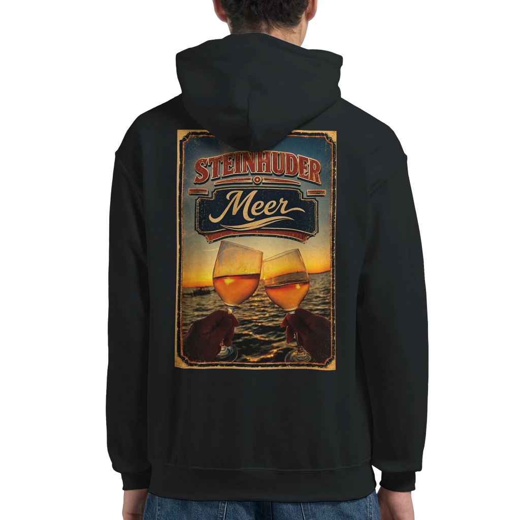 Hoodie in Weiß mit Motiv „Stößchen bei Sunset“