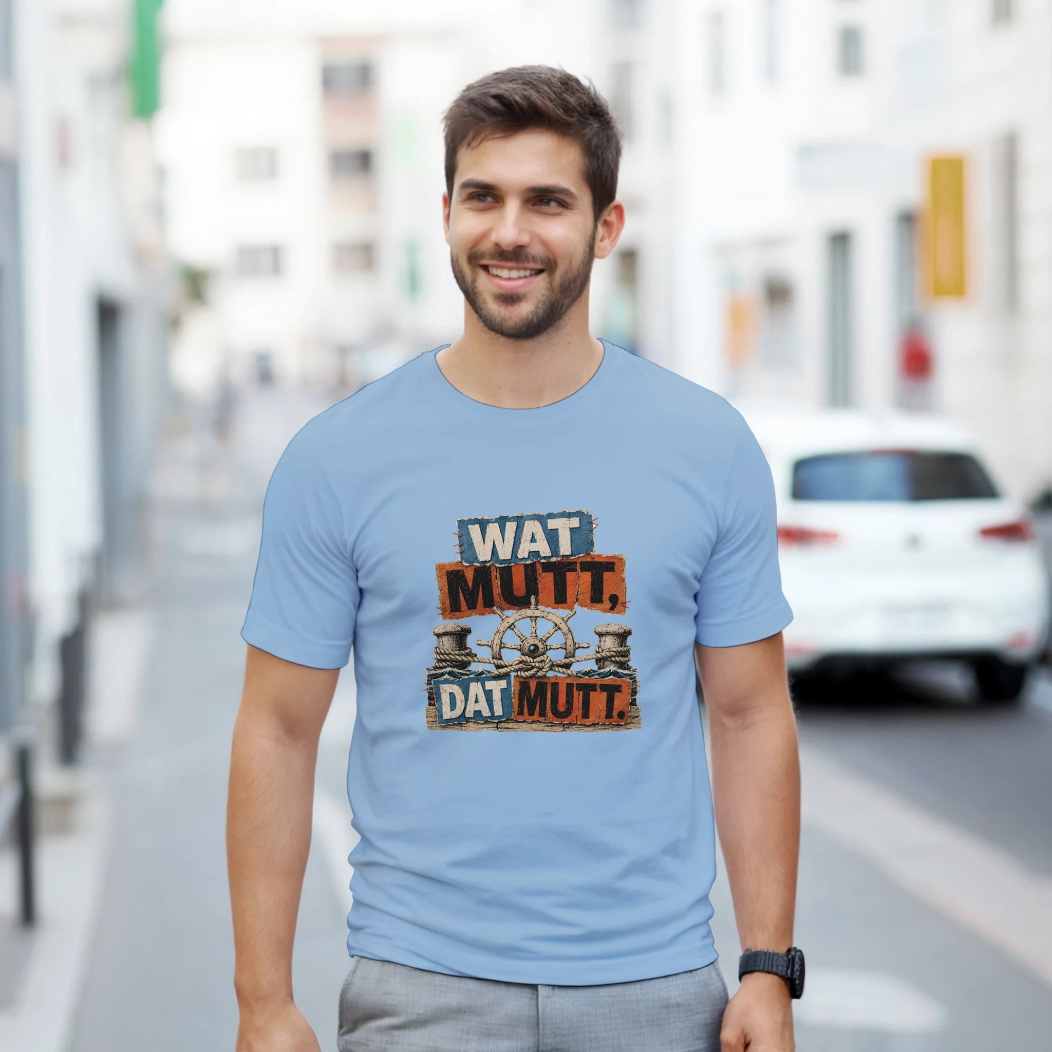 T-Shirt in Natur mit Motiv „Wat Mutt, Dat Mutt.“