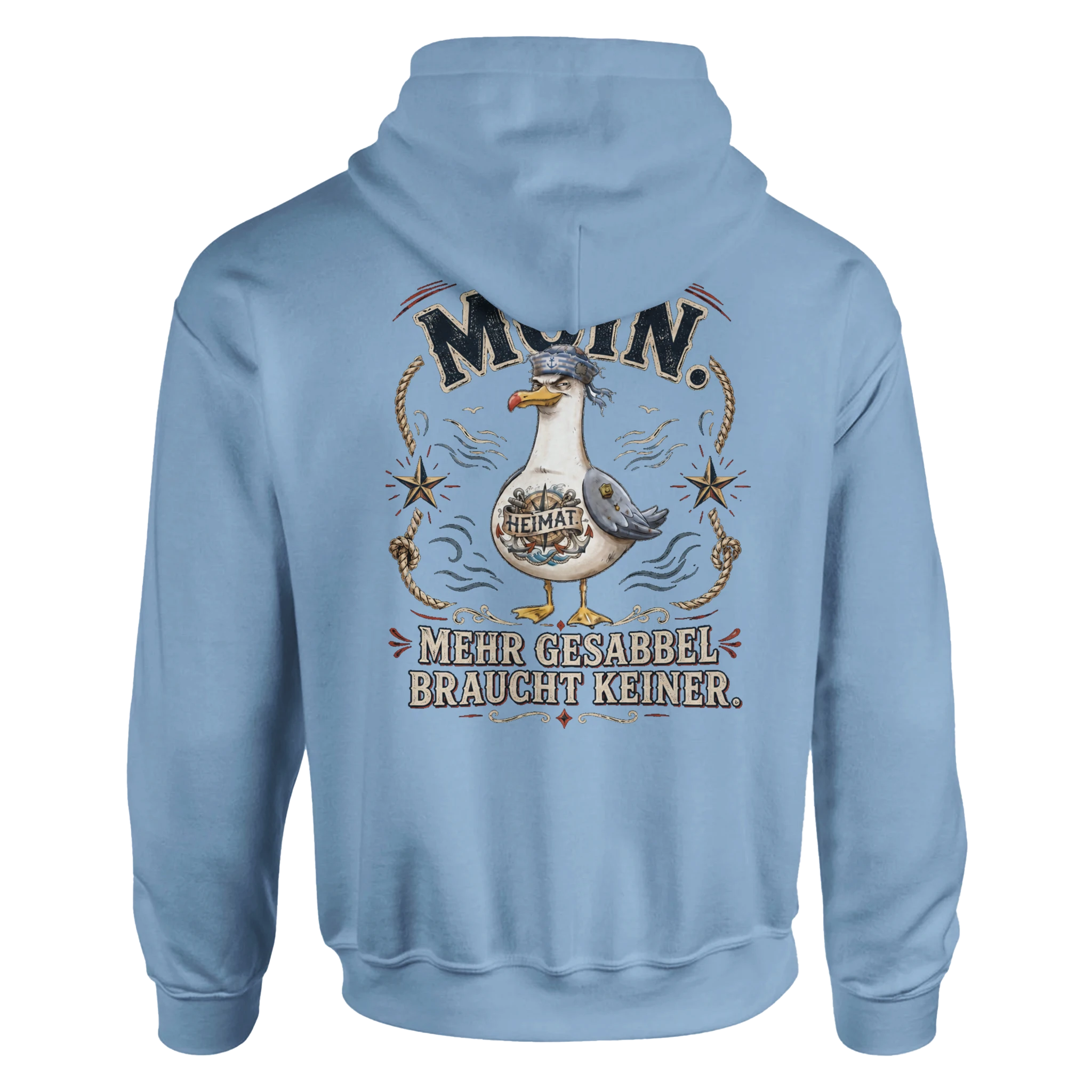 Hoodie in Weiß mit Motiv „Mehr Gesabbel braucht keiner“