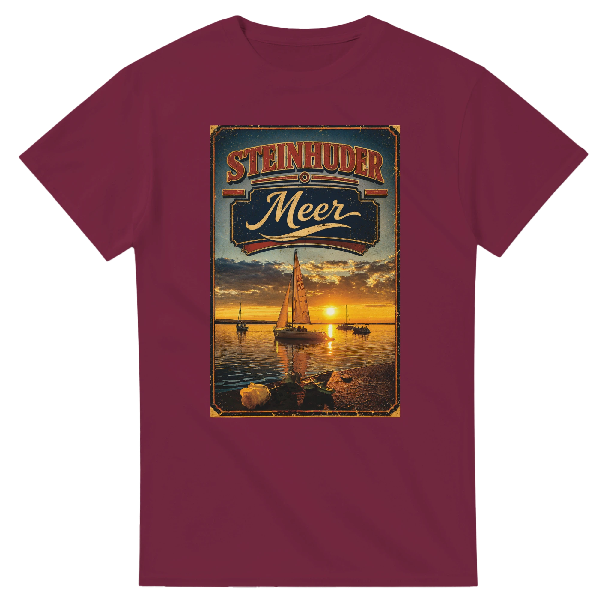T-Shirt in Natur mit Motiv „White Night am Wilhelmstein mit Sonnenuntergang“