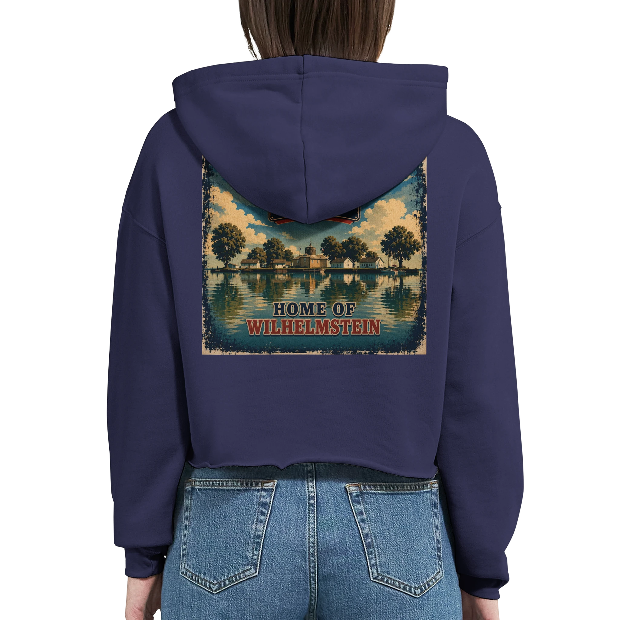 Damen-Hoodie in Weiß mit Motiv „Insel Wilhelmstein“