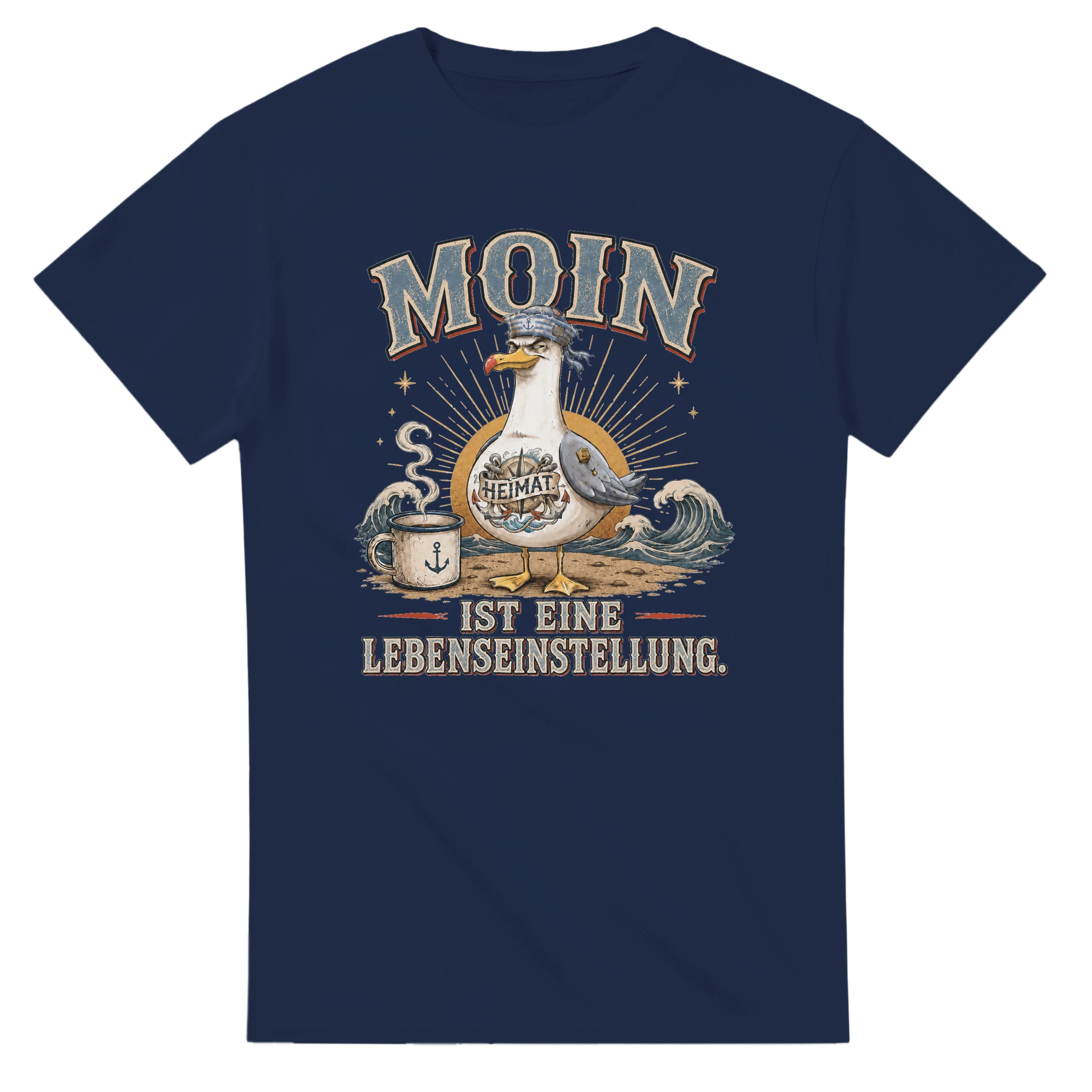 T-Shirt in Natur mit Motiv „Moin ist eine Lebenseinstellung“