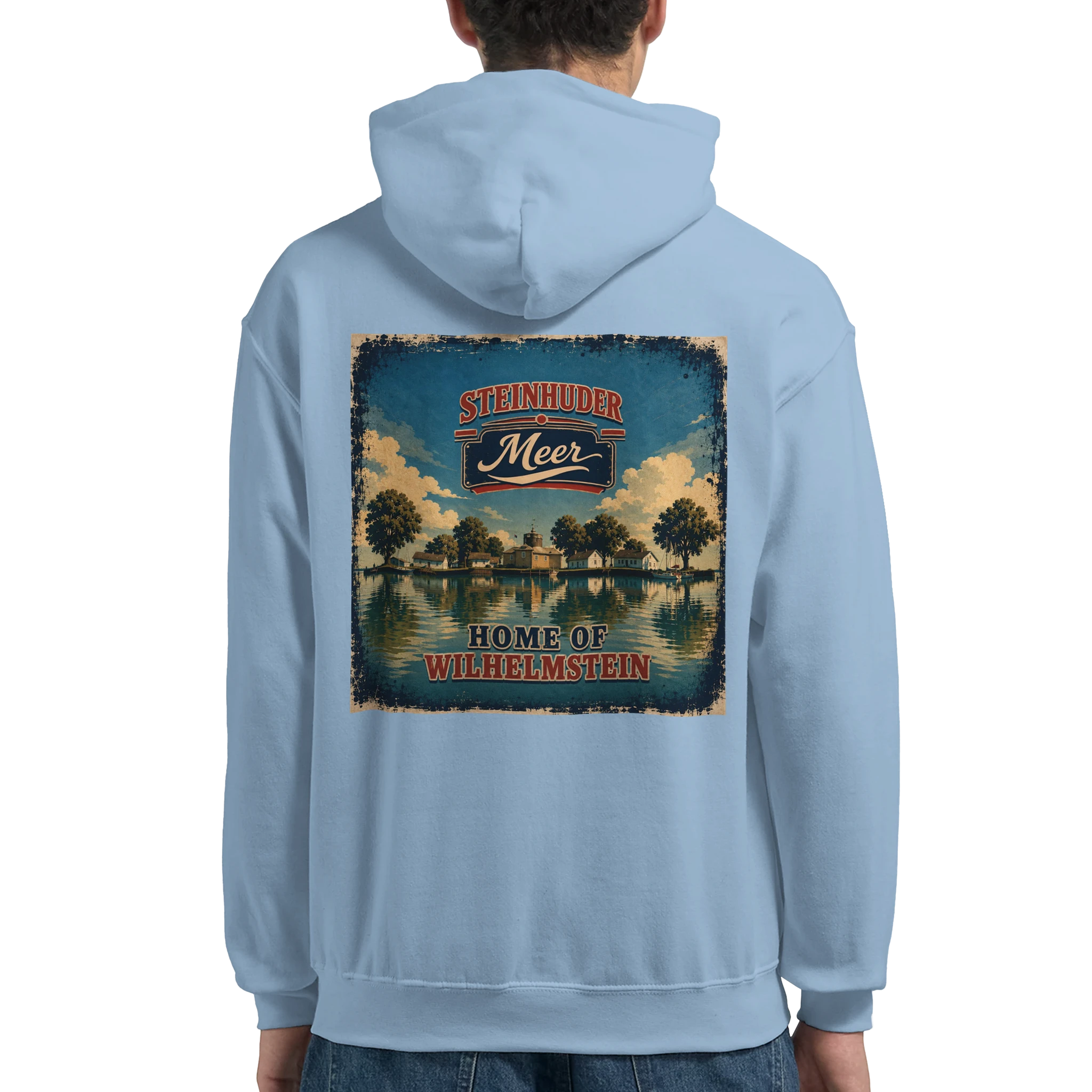 Hoodie in Weiß mit Motiv „Insel Wilhelmstein“