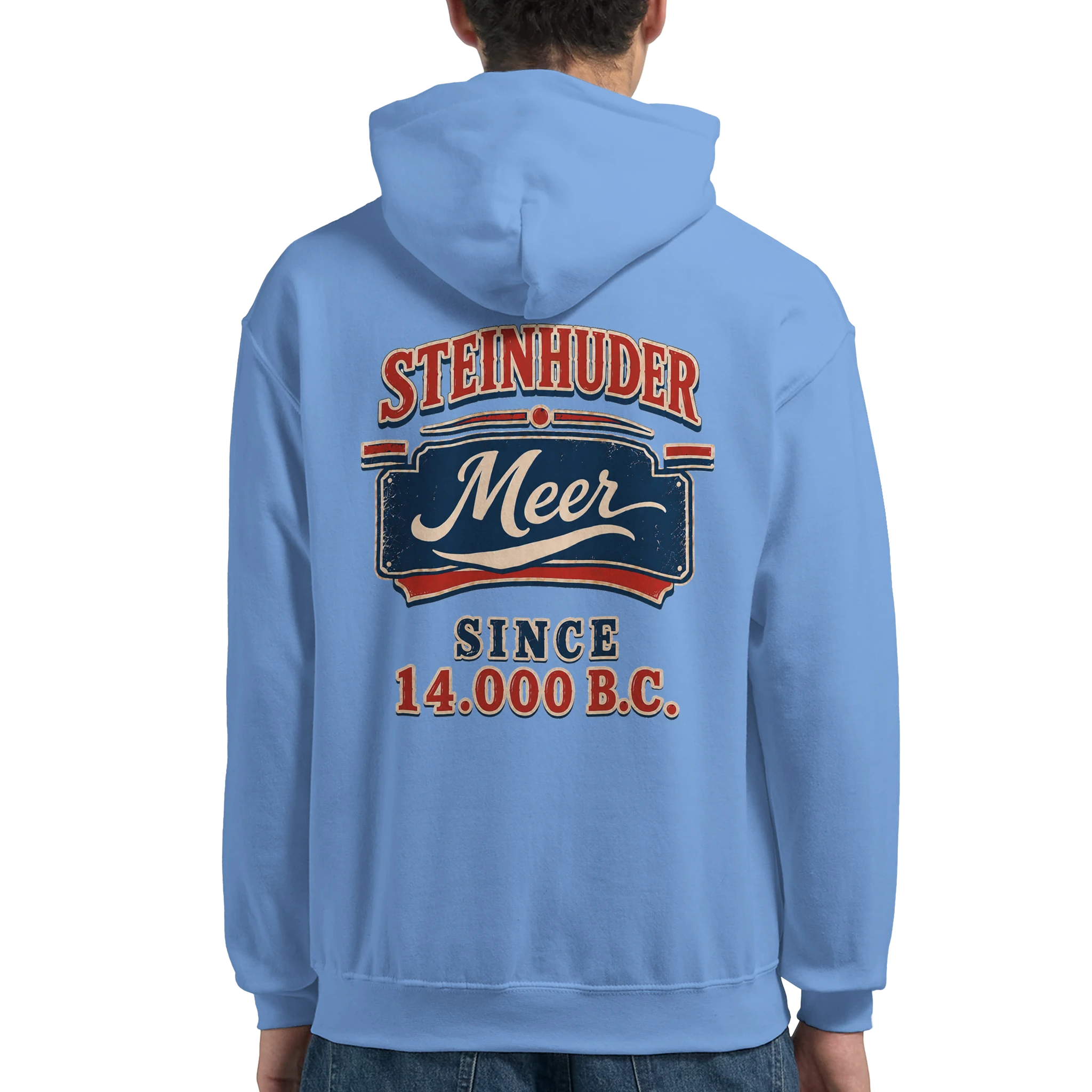 Hoodie in Aschgrau mit Motiv „Since 14.000 B.C.“