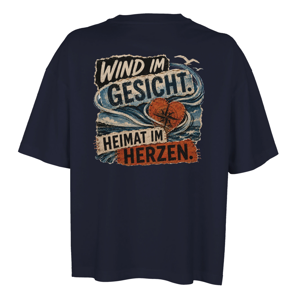 Damen-T-Shirt in Hellgelb mit Motiv „Wind im Gesicht. Heimat im Herzen.“